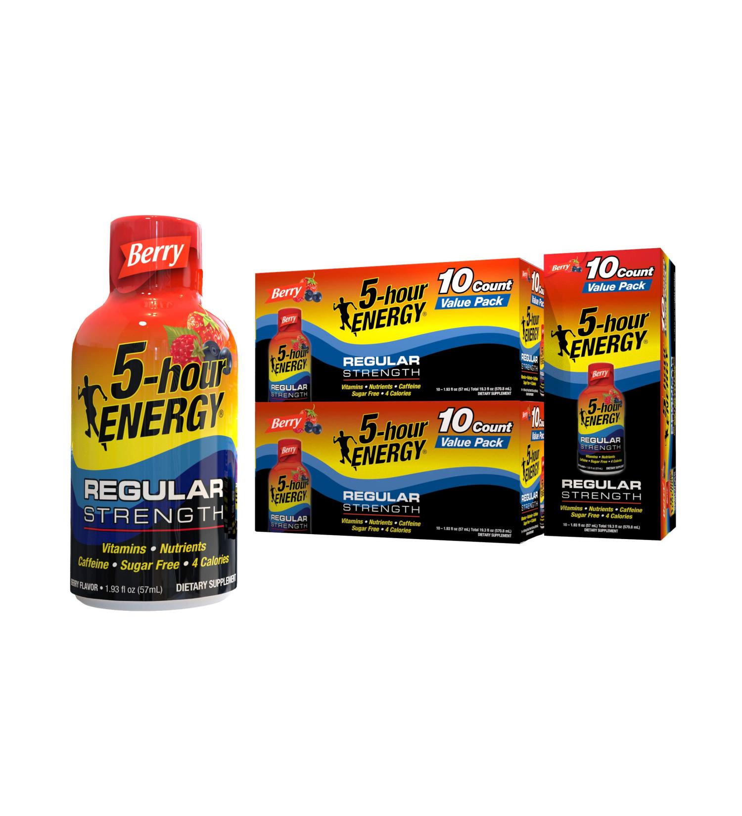5-Hour ENERGY Shots Regular Strength Berry Flavor - 30 Count | Boost Energy Quickly - Buy Online on GoSupps.com