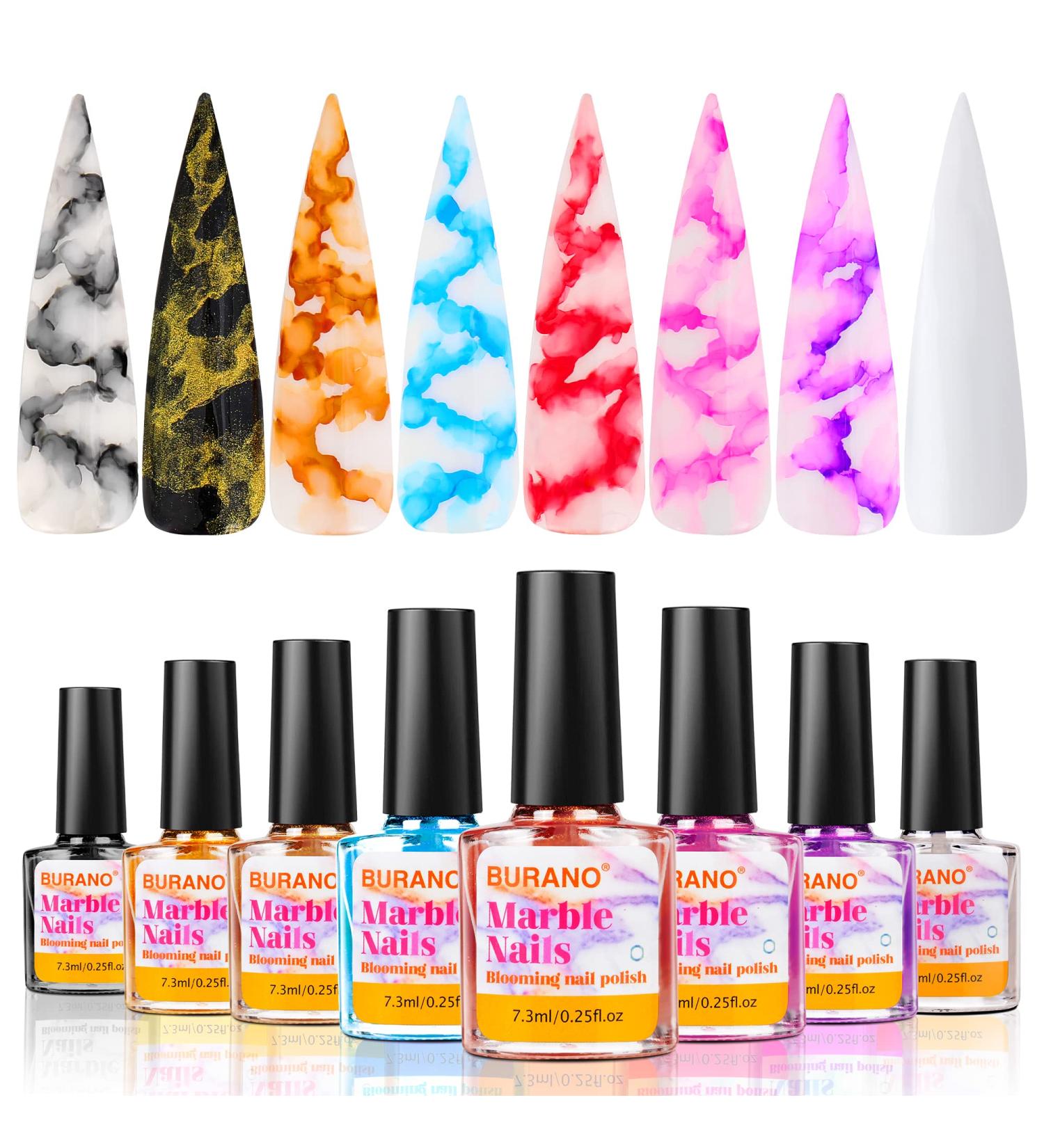 8-Piece BURANO Marble Nail Gel Polish Set - Blooming Marble Effect Tints for Nail Art - Buy Online on GoSupps.com