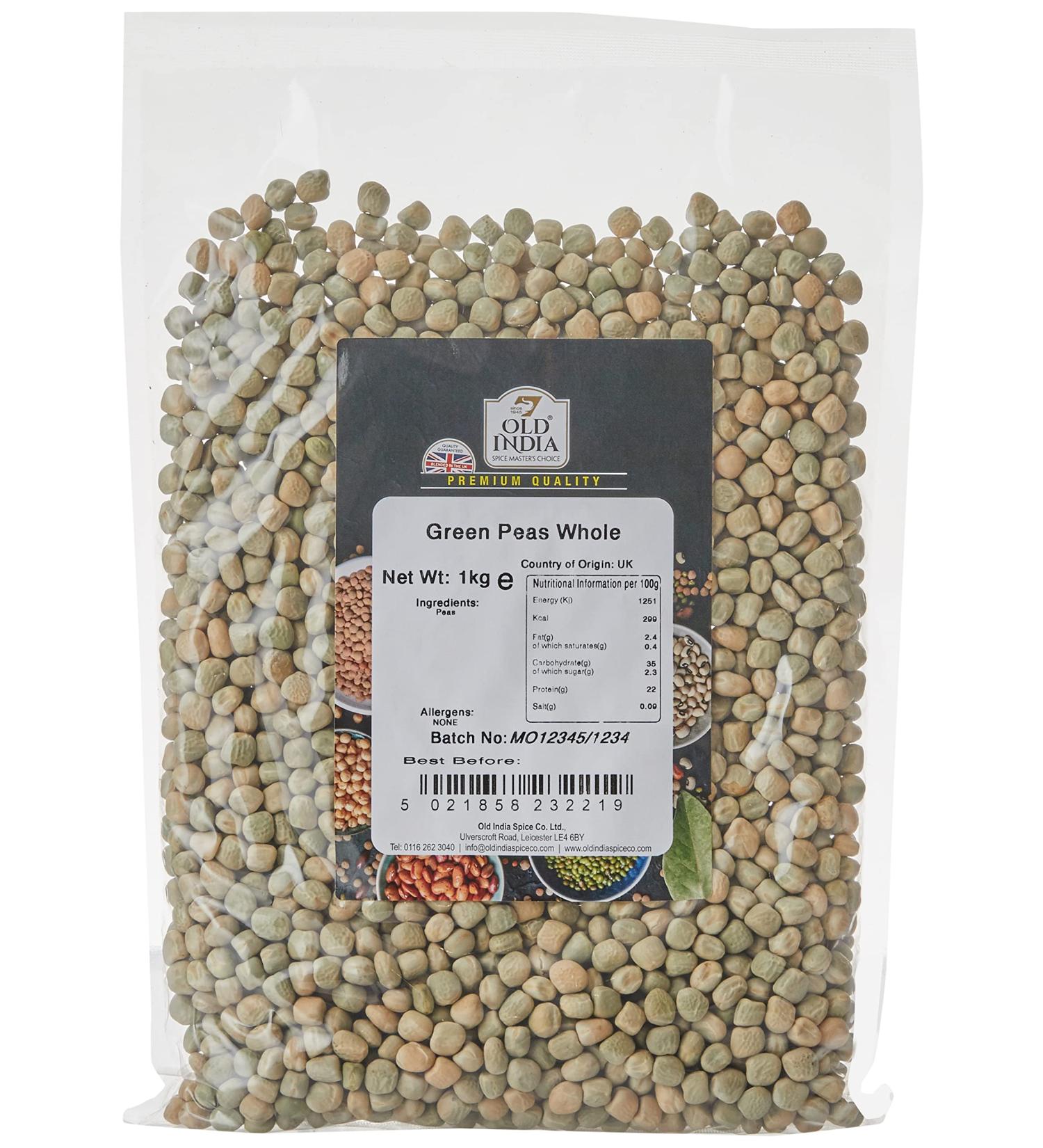 Old India Green Peas Whole 1kg - Premium Quality Green Peas for Cooking & Snacking - Buy Online on GoSupps.com