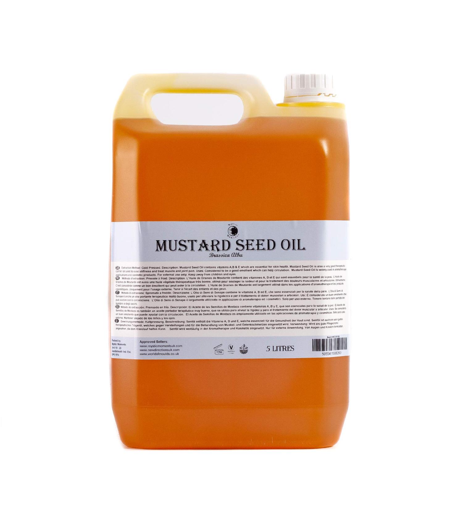 Mystic Moments Senffidate Carrier Oil 5L - Pure Natural Oil for Hair Face Nails Aromatherapy & Massage - Vegan & GMO-Free - Buy Online on GoSupps.com