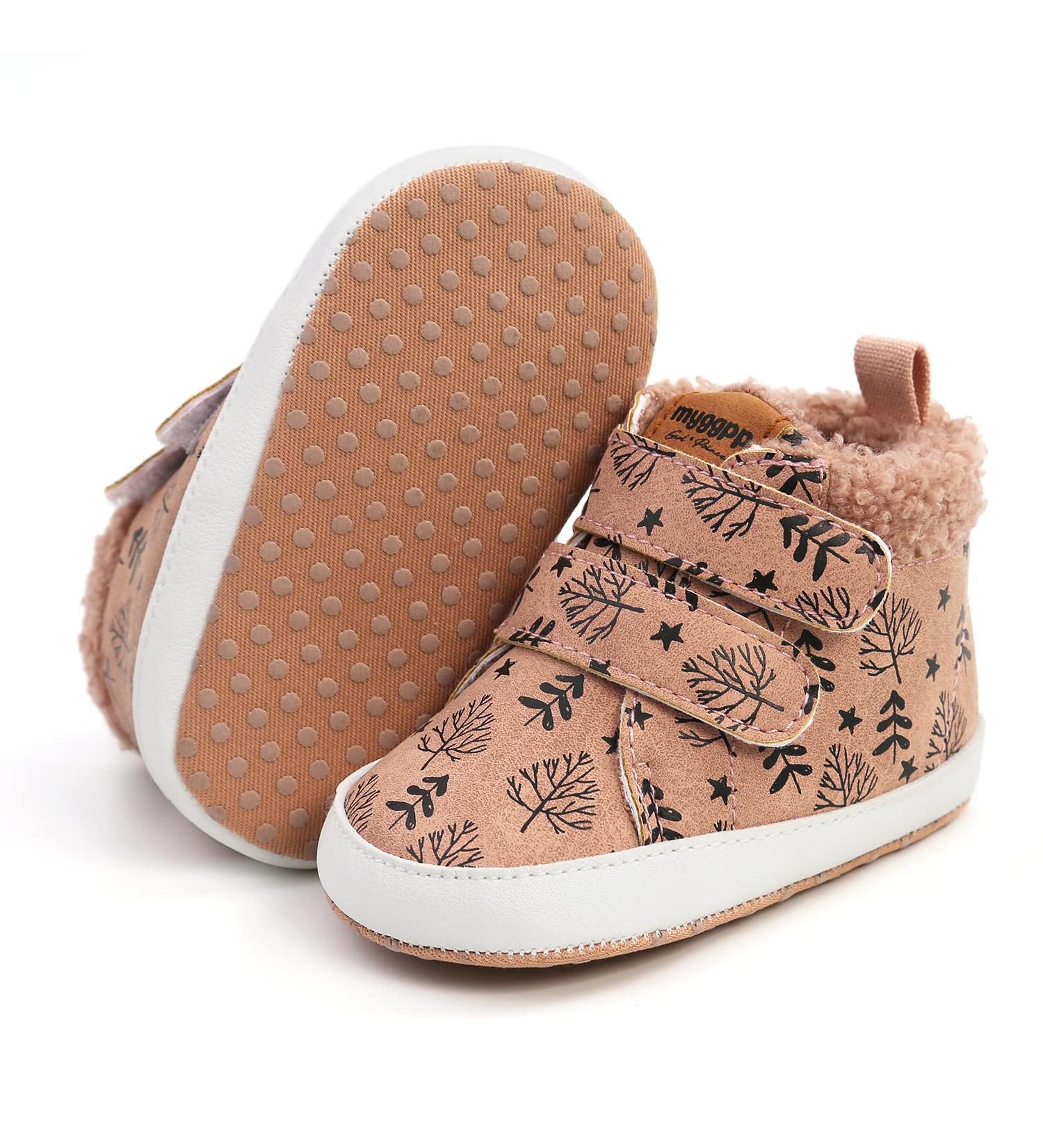 RVROVIC Baby Anti-Slip Sneakers Ankle Boots | Soft Toddler First Walkers | Newborn Crib Shoes 0-6 Months | A1 Leafbrown - Buy Online on GoSupps.com