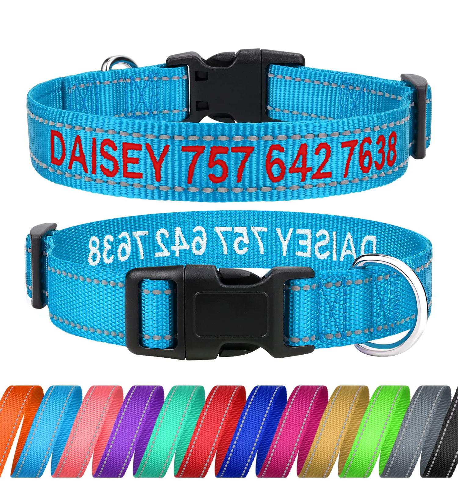 Buy Tagme Personalized Dog Collar for Small Dogs - Embroidered Reflective Nylon Sky Blue XS (1 Pack) - Custom Pet Name & Phone Number - Buy Online on GoSupps.com