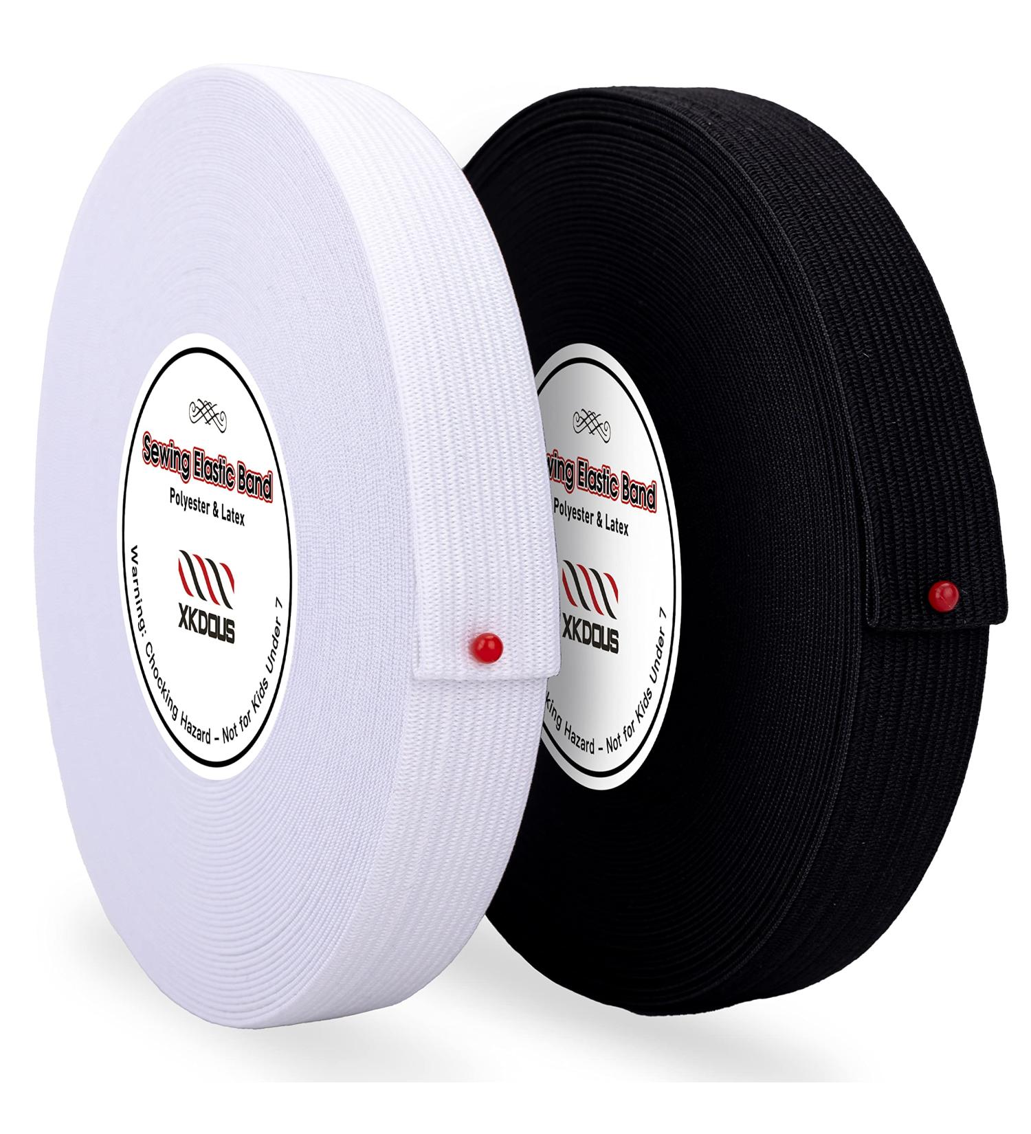 XKDOUS High Elasticity 0.75 Inch 16 Yard Knit Elastic Bands for Sewing - 2 Rolls Black+White - Buy Online on GoSupps.com