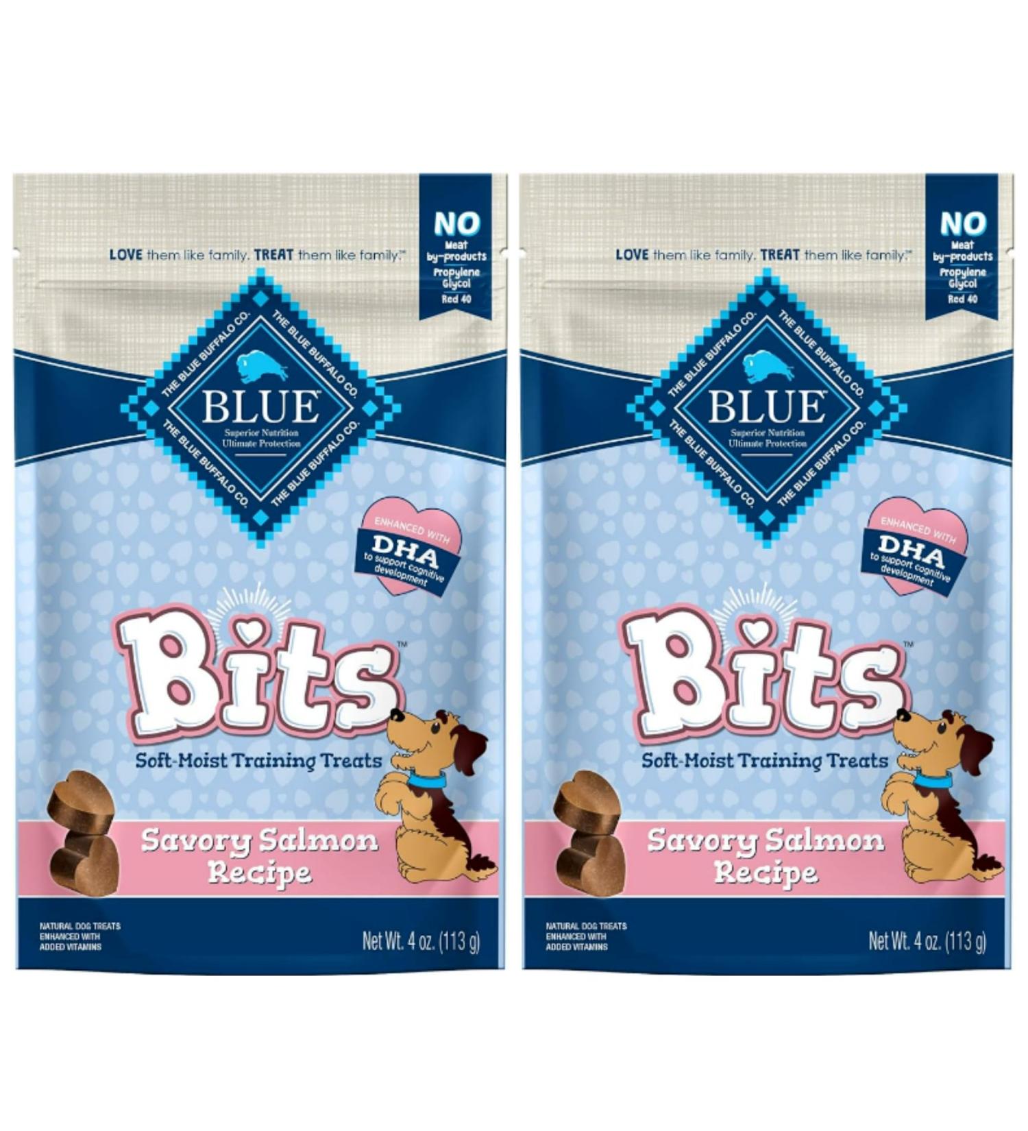Blue Buffalo Bits Soft-Moist Training Natural Dog Treats Salmon 113g/4oz (Pack of 2) - Buy Online on GoSupps.com