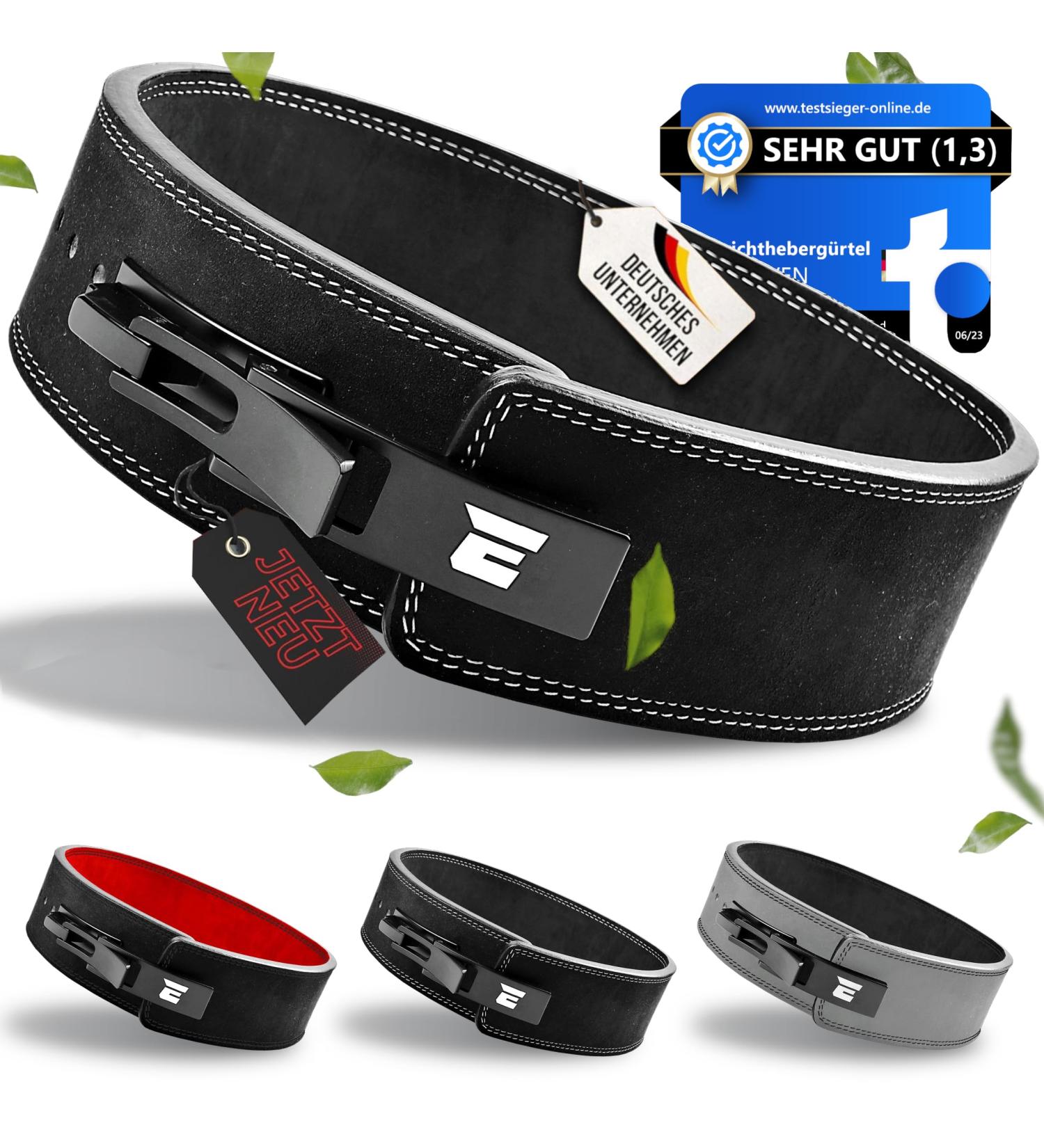 Everleven Premium Real Leather Weight Lifting Belts for Men & Women | Fitness Gym Bodybuilding Strength Sport - Choose Black M/L - Buy Online on GoSupps.com