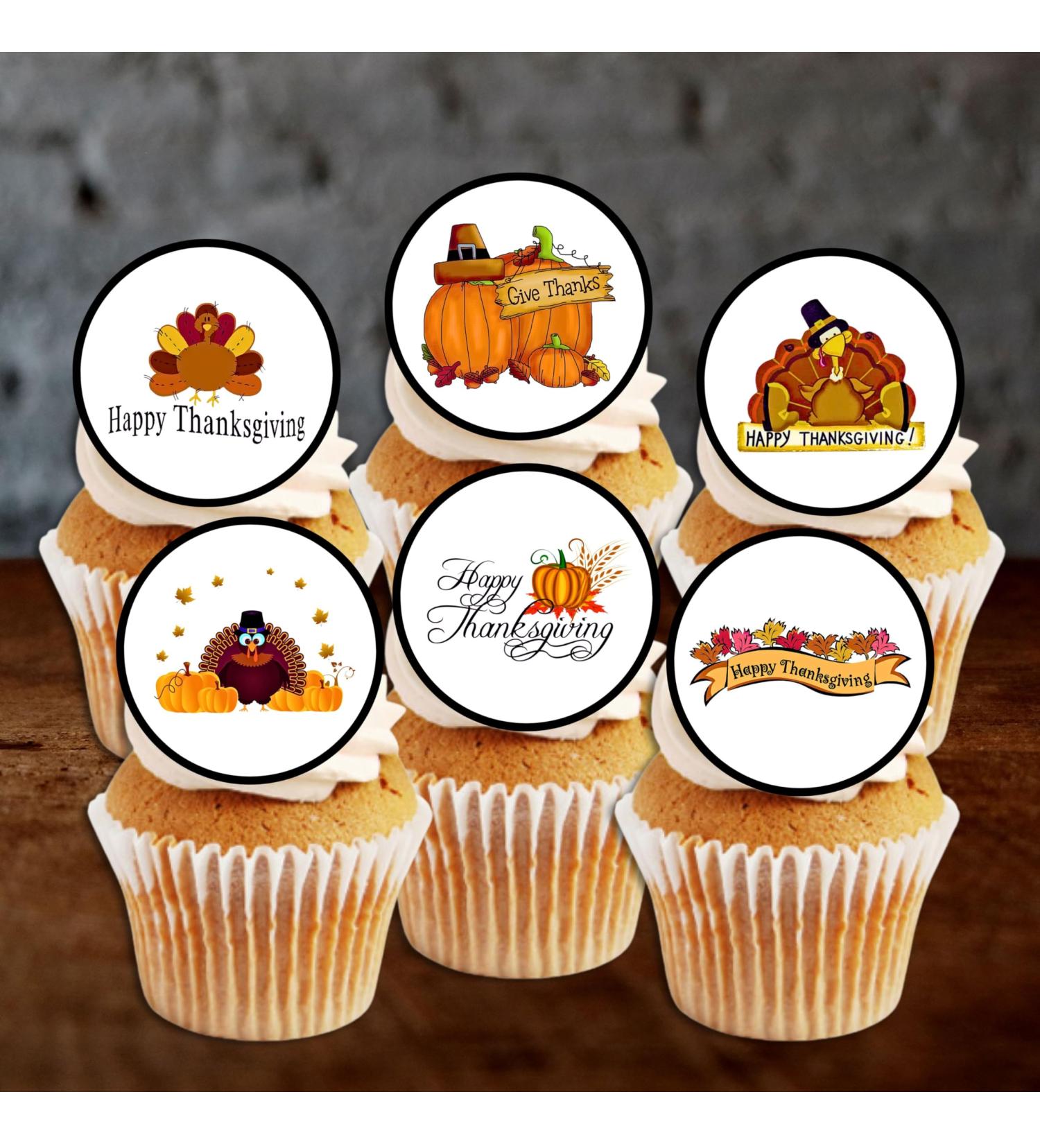 PRECUT Thanksgiving Cupcake Toppers Edible Thanksgiving Cake Decorations Edible Thanksgiving Decorations Fall Cake Topper Edible Pumpkin Cake Decorations (12) - Buy Online on GoSupps.com