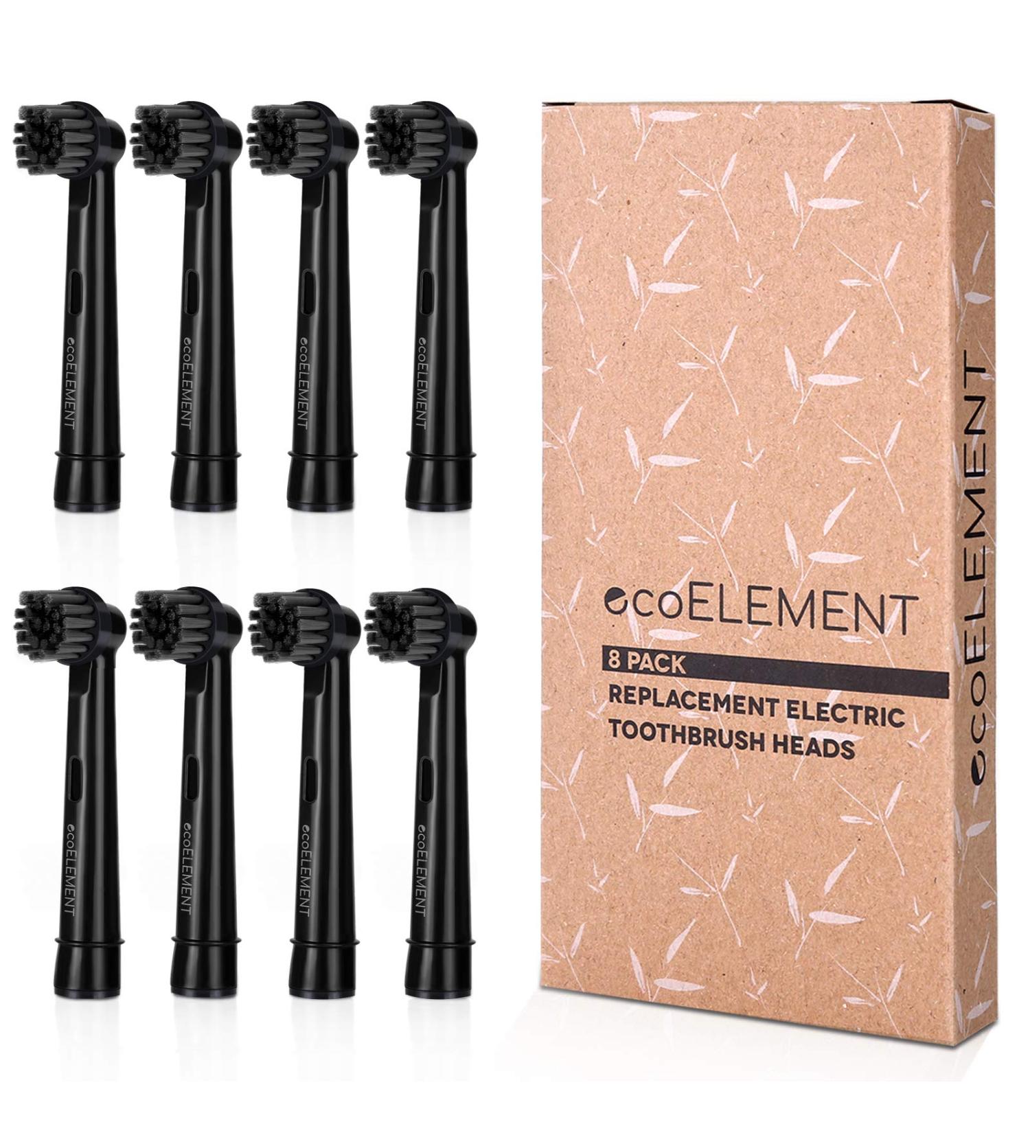 ecoELEMENT Oral B Black Replacement Heads - 8 Pack Recyclable Charcoal Brush Heads - Buy Online on GoSupps.com