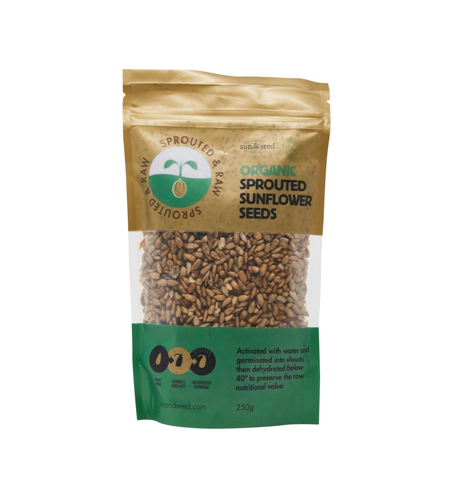 Sun & Seed Organic Sprouted Raw Sunflower Seeds 250 g - Buy Online on GoSupps.com