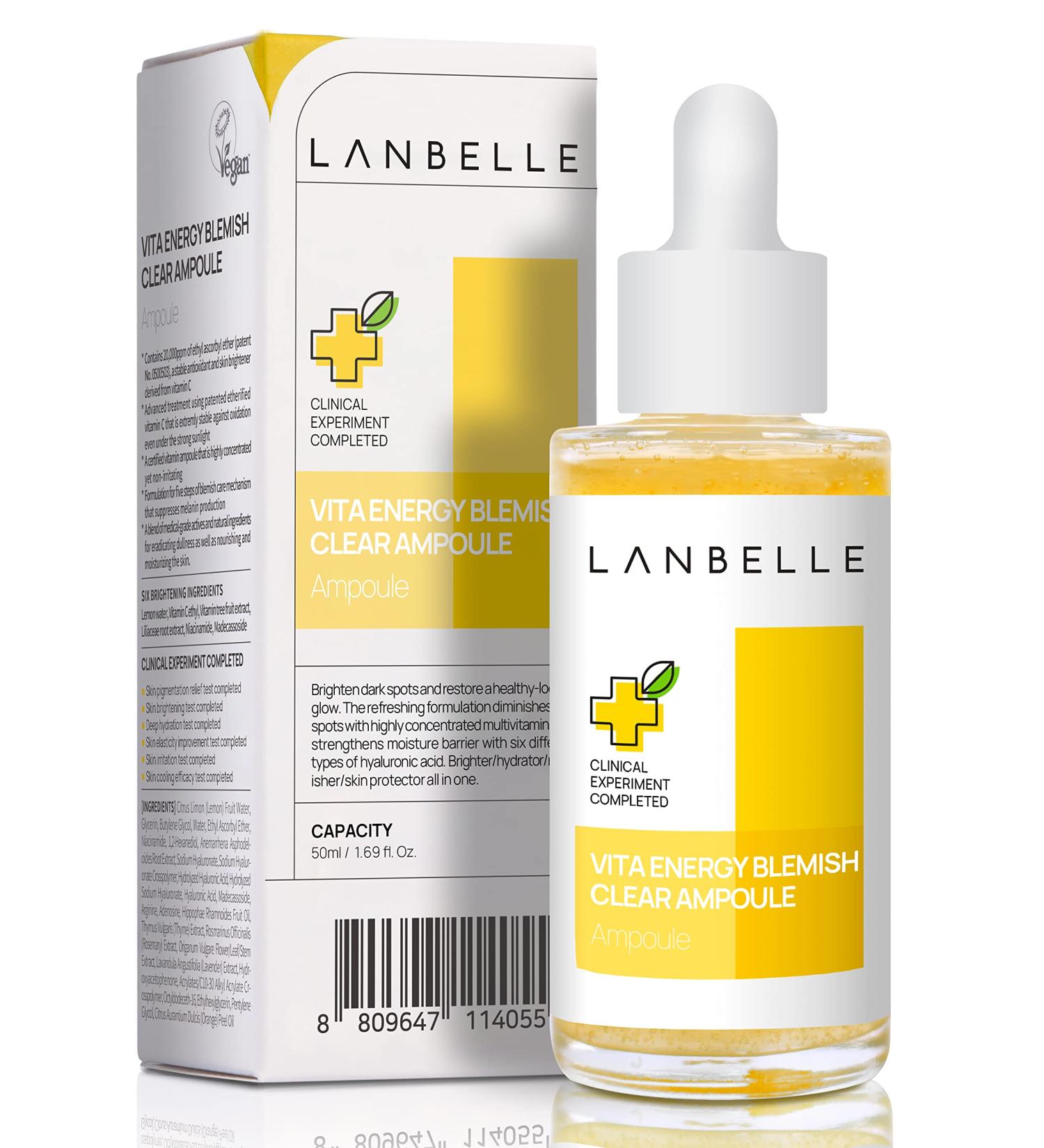 LANBELLE Vita Energy Blemish Clear Ampoule - 83% Vitamin C Serum for Radiant, Glowing Skin - Buy Online on GoSupps.com