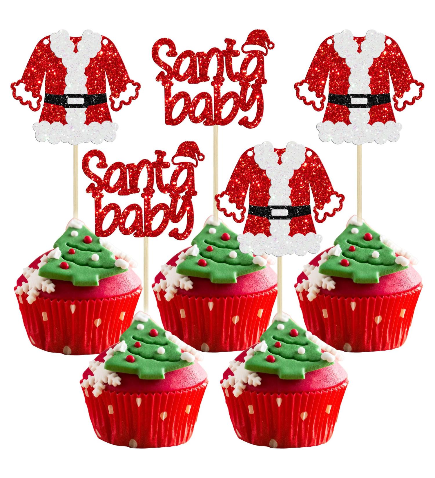 24Pcs Christmas Santa Baby Cupcake Toppers Glitter Merry Christmas Baby Cupcake Picks for Christmas Baby Shower Gender Reveal Kids Boys Girls Birthday Party Cake Decorations Supplies Santa Baby 24pcs - Buy Online on GoSupps.com