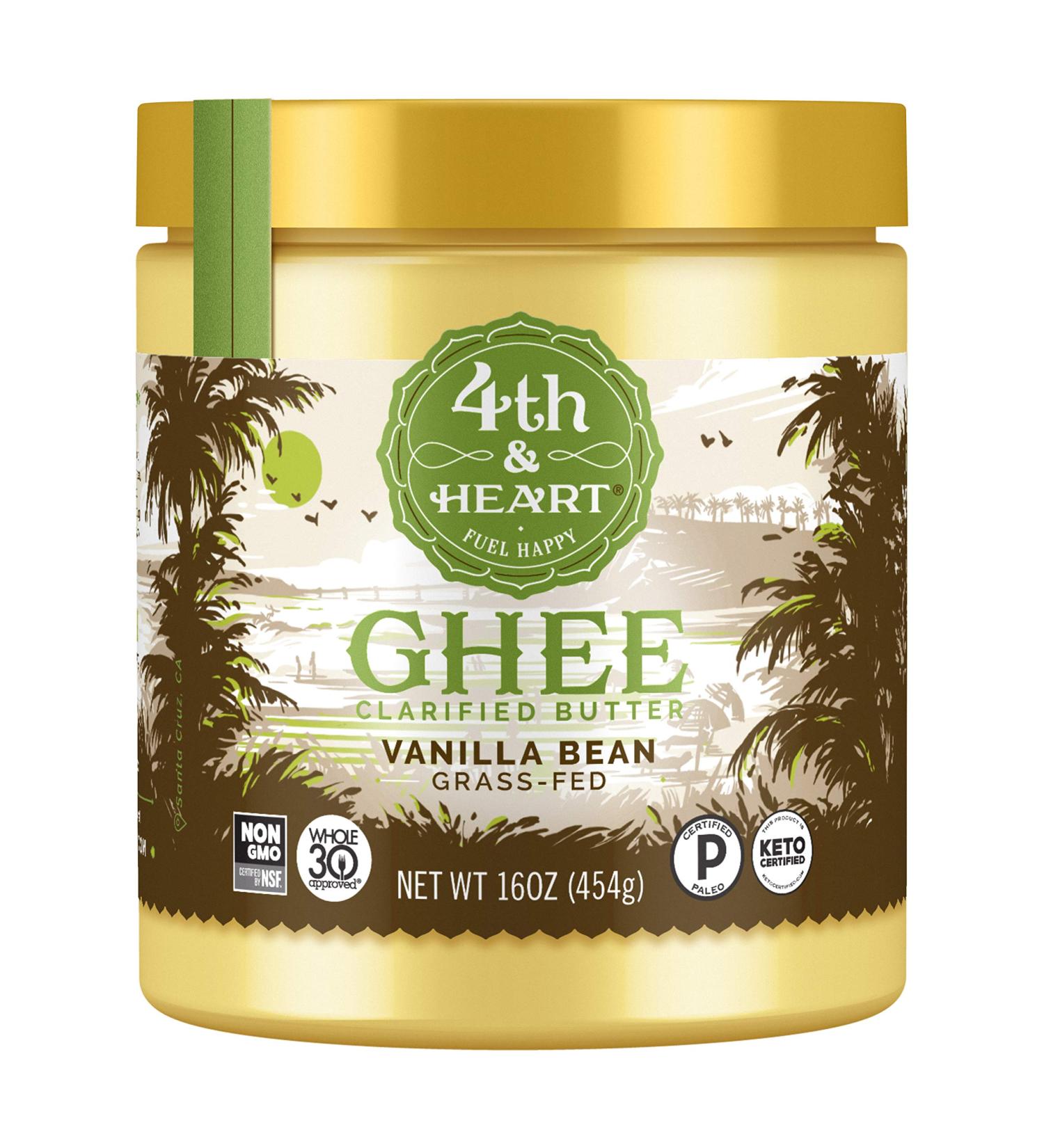 4th & Heart Vanilla Bean Ghee - Grass-Fed Clarified Butter 16 oz | Natural & Delicious - Buy Online on GoSupps.com