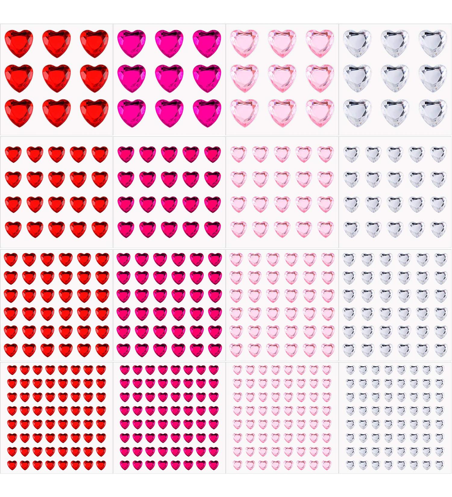 516 Pcs Acrylic Heart Gems Stickers - Self-Adhesive Rhinestone Sticker for Face, Nails & DIY Crafts - Bright Color Crystal Sticker Set for Wedding & Jewelry Making - Buy Online on GoSupps.com