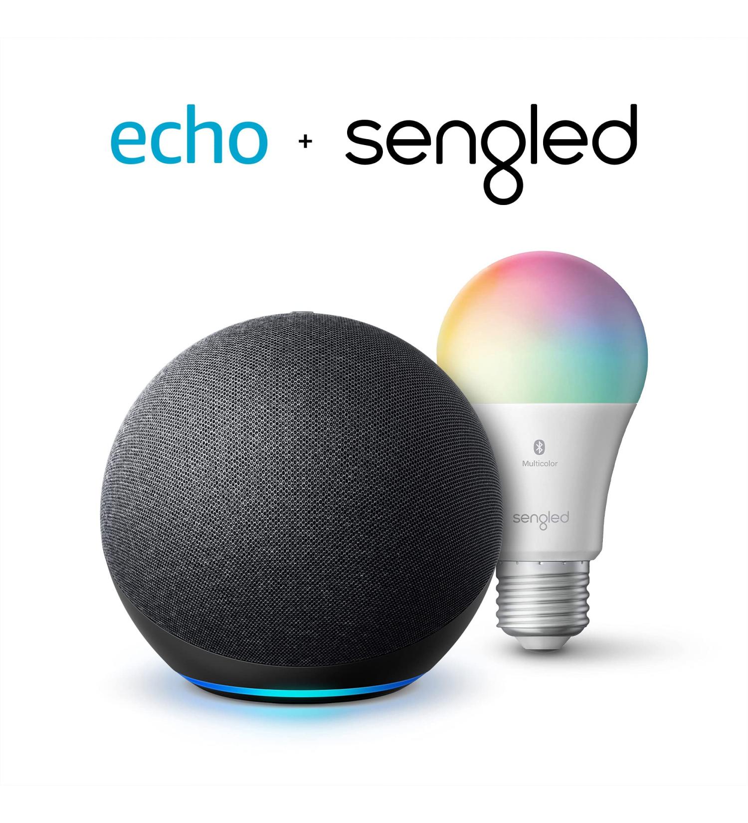 Echo (4th Gen) Charcoal with Sengled Bluetooth Color Bulb | Alexa Smart Home Kit - Buy Online on GoSupps.com