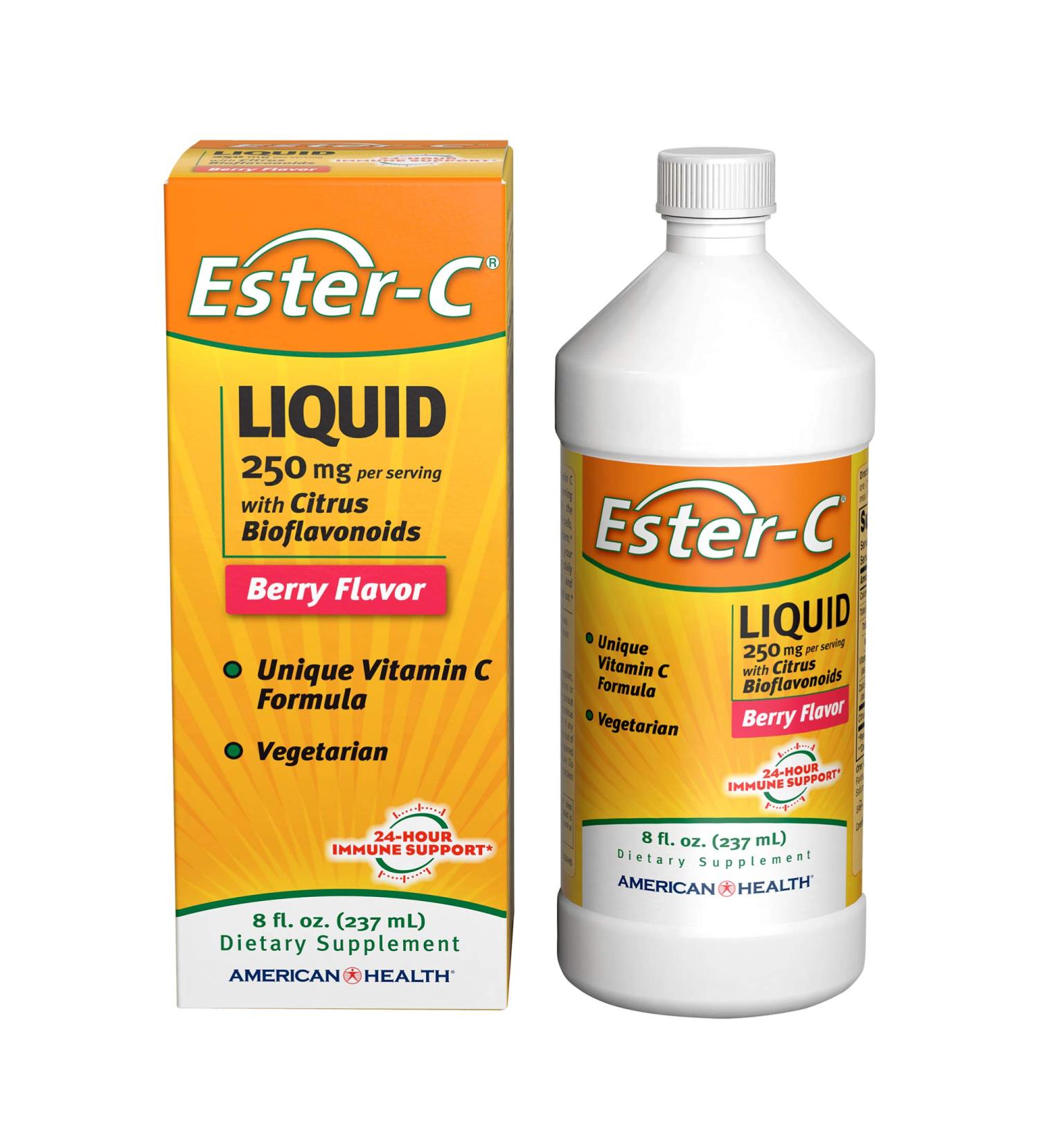 American Health Ester-C 250mg with Citrus Bioflavonoids - 8 Fl Oz Berry Flavor - Buy Online on GoSupps.com