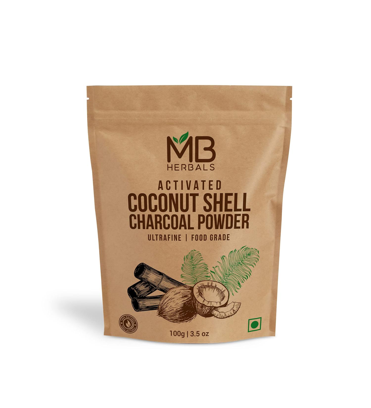MB Herbals Activated Charcoal Powder from Coconut Shell 3.5 oz (100 Gram) Food Grade Coconut Charcoal Powder | For Detox | Face Packs and Masks| Soap Making | ToothPowder