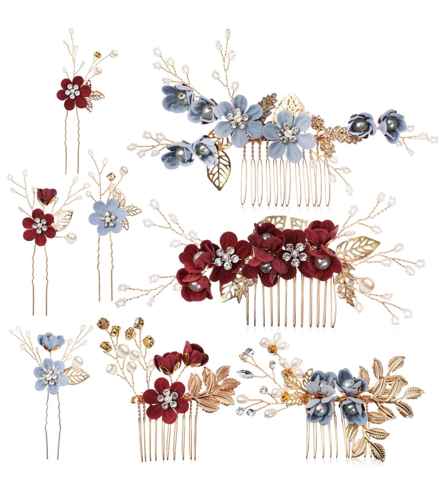 NUOBESTY 2 Set Wedding Hair Clips Combs Bridal Wedding Hair Pins Bridal Wedding Hair Side Combs Twist Spiral Pearl Hair Pins Clips for Women for Brides Women - Buy Online on GoSupps.com