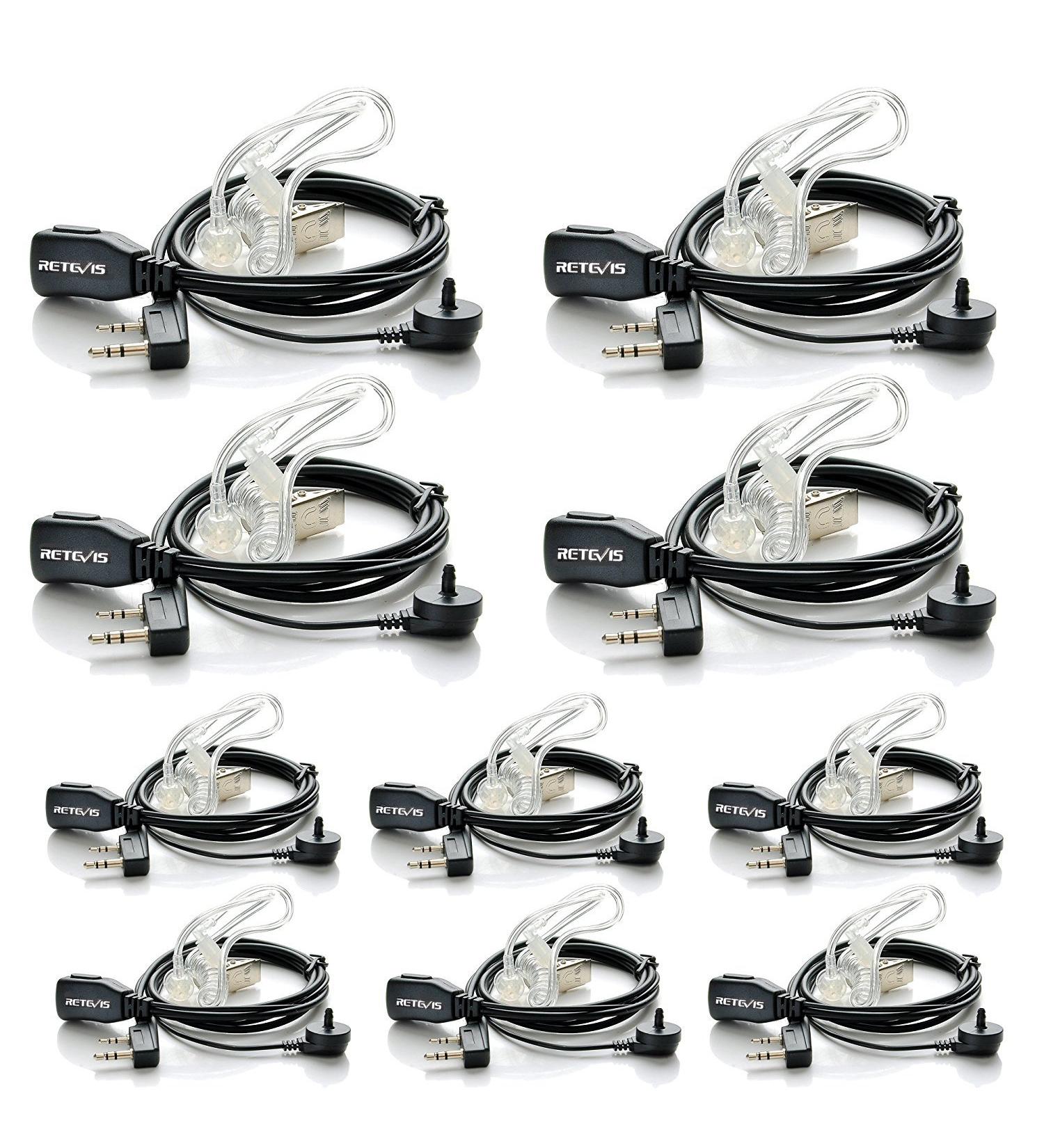 Case of 10 Retevis Walkie Talkies Earpiece with Mic - 2 Pin Acoustic Tube Headset for Baofeng, Retevis, H-777, RT21, RT22, Arcshell AR-5 Two Way Radio - Buy Online on GoSupps.com