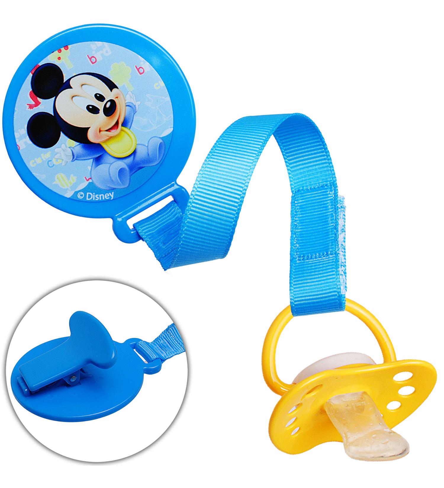 Disney Mickey Mouse Pacifier Chain & Holder - BPA Free Clip with Fabric Band - Blue Toy Holder - Buy Online on GoSupps.com
