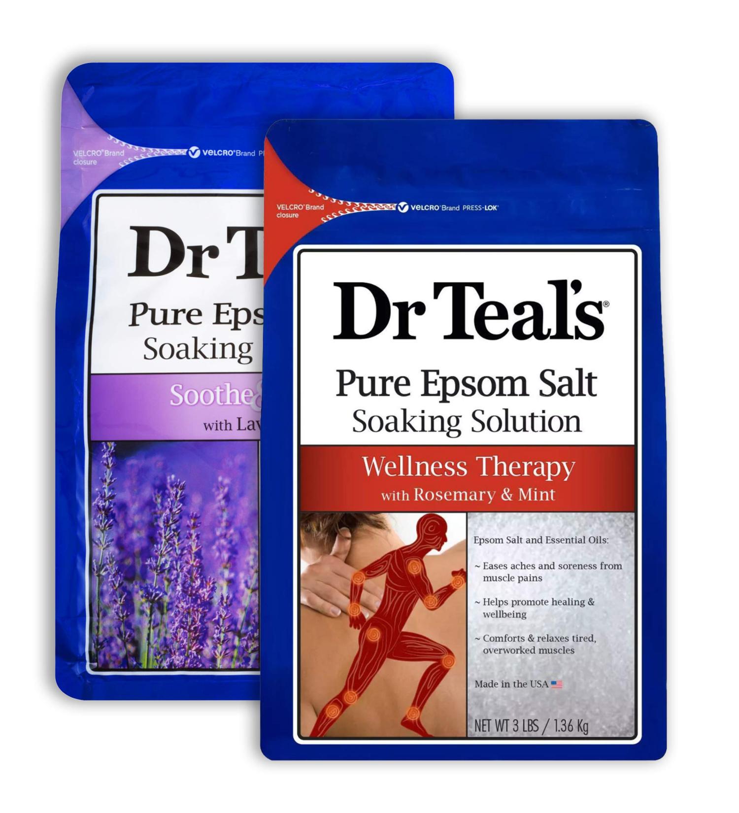 Dr Teal's Epsom Salt Bath Combo Pack (6 lbs Total) - Lavender for Soothe & Sleep + Rosemary and Mint for Wellness Therapy - Buy Online on GoSupps.com
