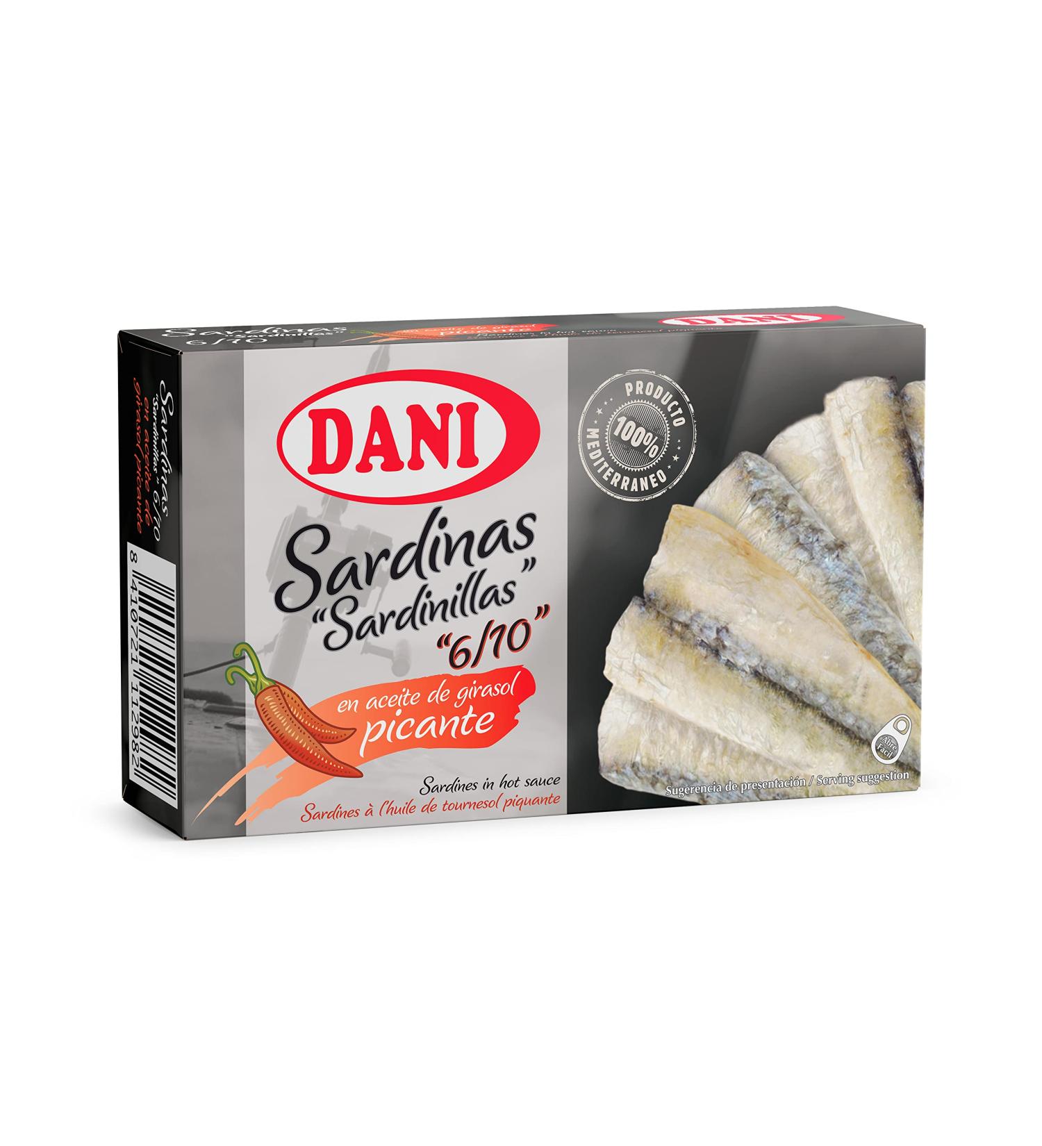 Dani Small Sardines in Hot Sauce 12 x 90g - Buy Online on GoSupps.com