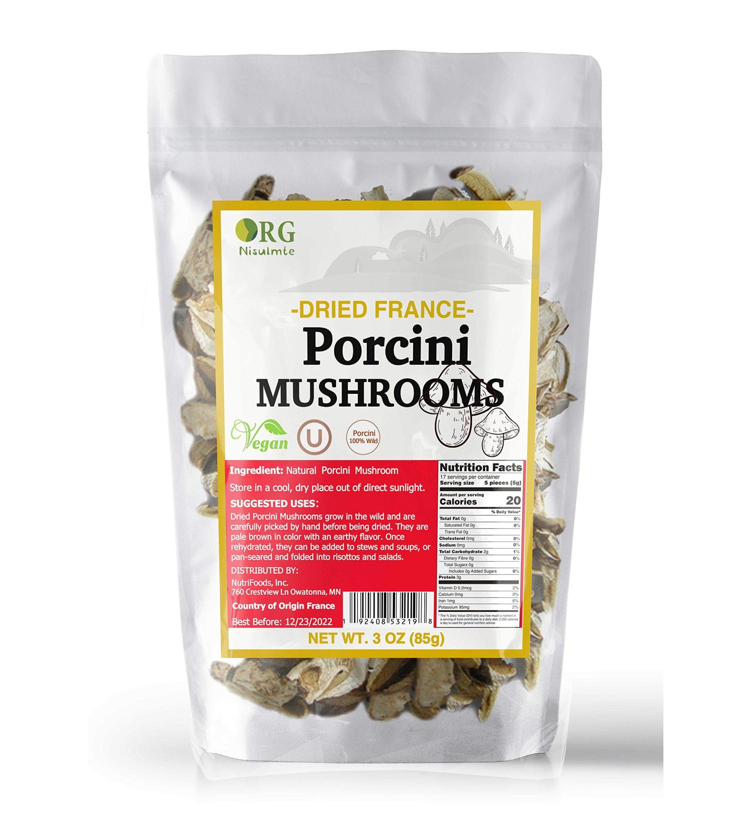 Organic Dried Porcini Mushrooms - Premium French Wild Porcini, 3oz - Buy Online on GoSupps.com