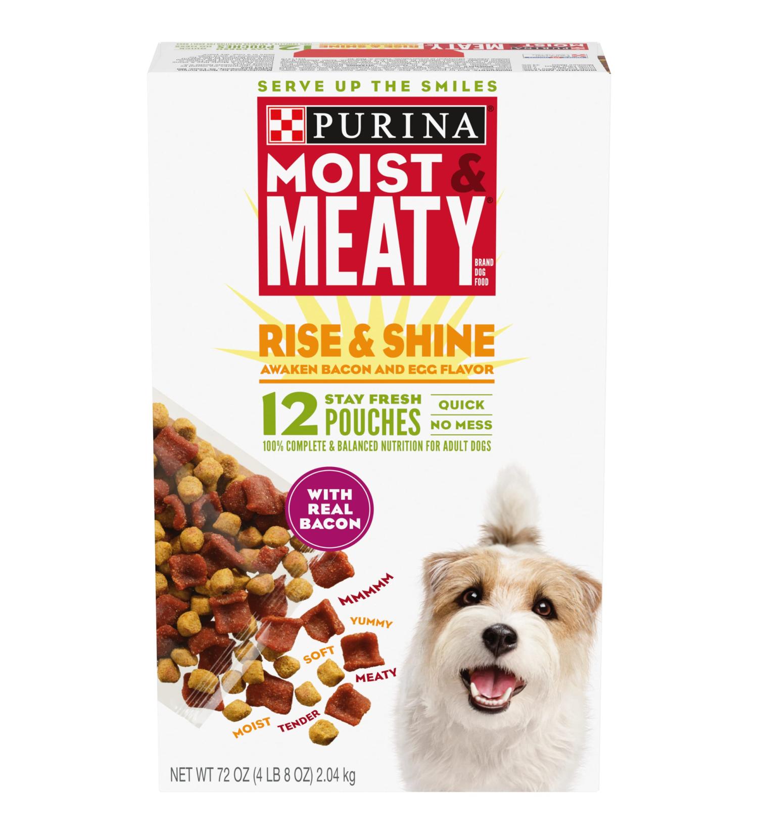 Purina Moist & Meaty Rise & Shine Bacon & Egg Wet Dog Food - 12 ct. Pouches (Pack of 6) - Buy Online on GoSupps.com