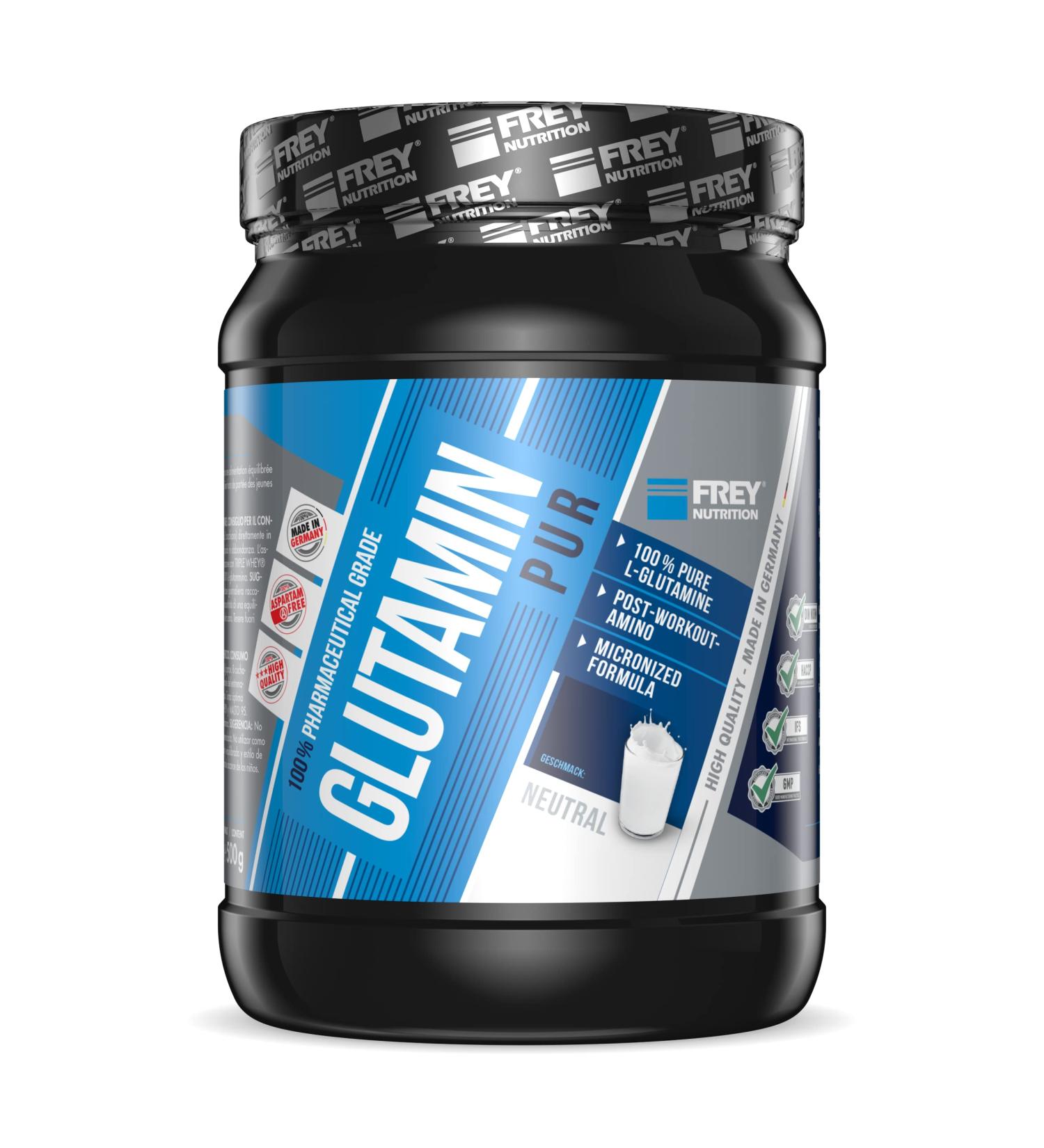 Frey Nutrition Glutamine Pur 500g - Premium Amino Acid Supplement for Muscle Recovery | International Shipping Available - Buy Online on GoSupps.com