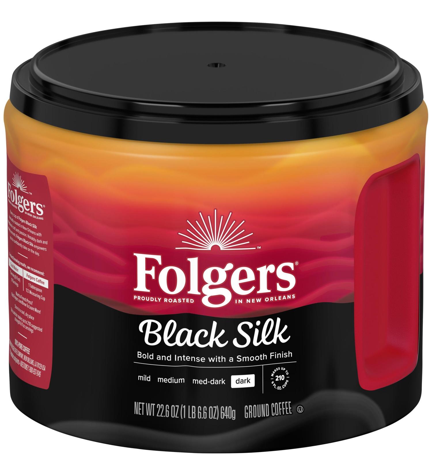Folgers Black Silk Roast Coffee - 22.6oz - Buy Online on GoSupps.com