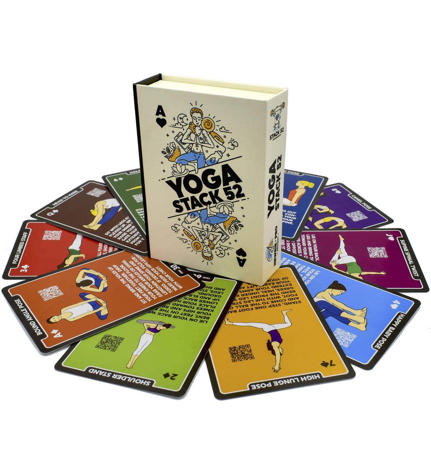 Stack 52 Yoga Practice Cards - Essential Guide for Beginners to Advanced Poses & Asanas with Video Instructions by Certified Teacher - International Shipping - Buy Online on GoSupps.com