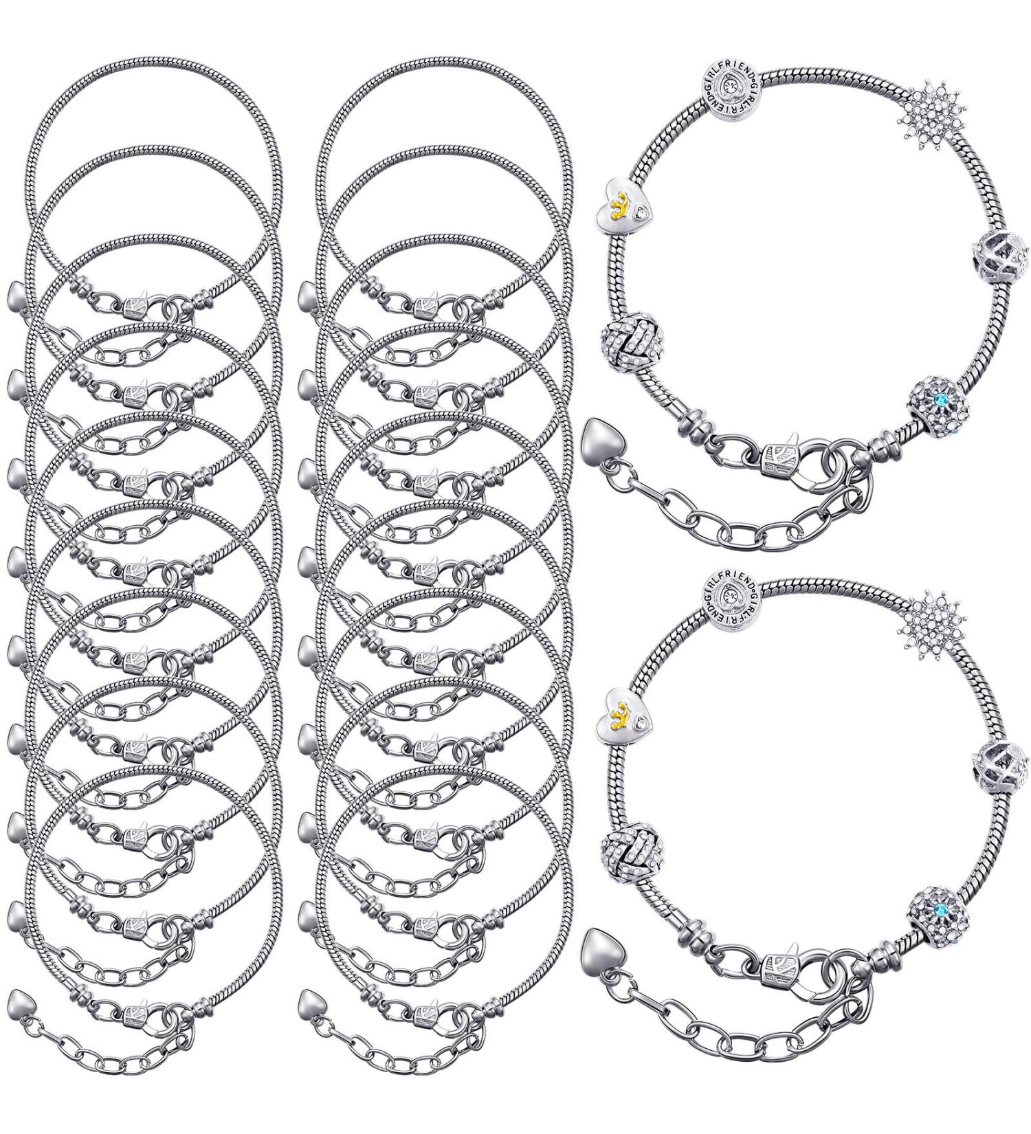 20 Pieces 7.87 Snake Chain Charm Bracelets - Stainless Steel DIY Bracelet Chains for Women's Jewelry Making (Silver) - Buy Online on GoSupps.com