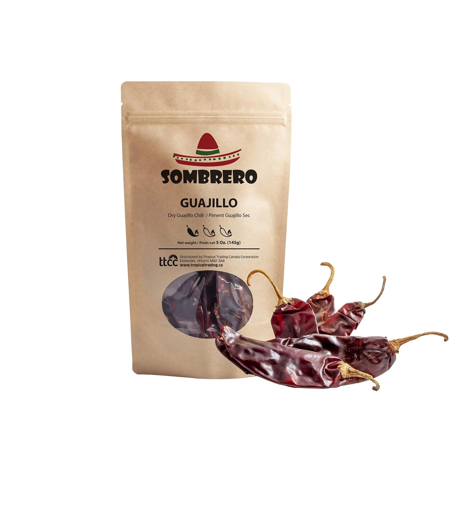 Dried Guajillo Chile Peppers 200gr by Sombrero. Medium Heat and Earthy Taste Great for Tacos al Pastor Chilaquiles and Salsas!