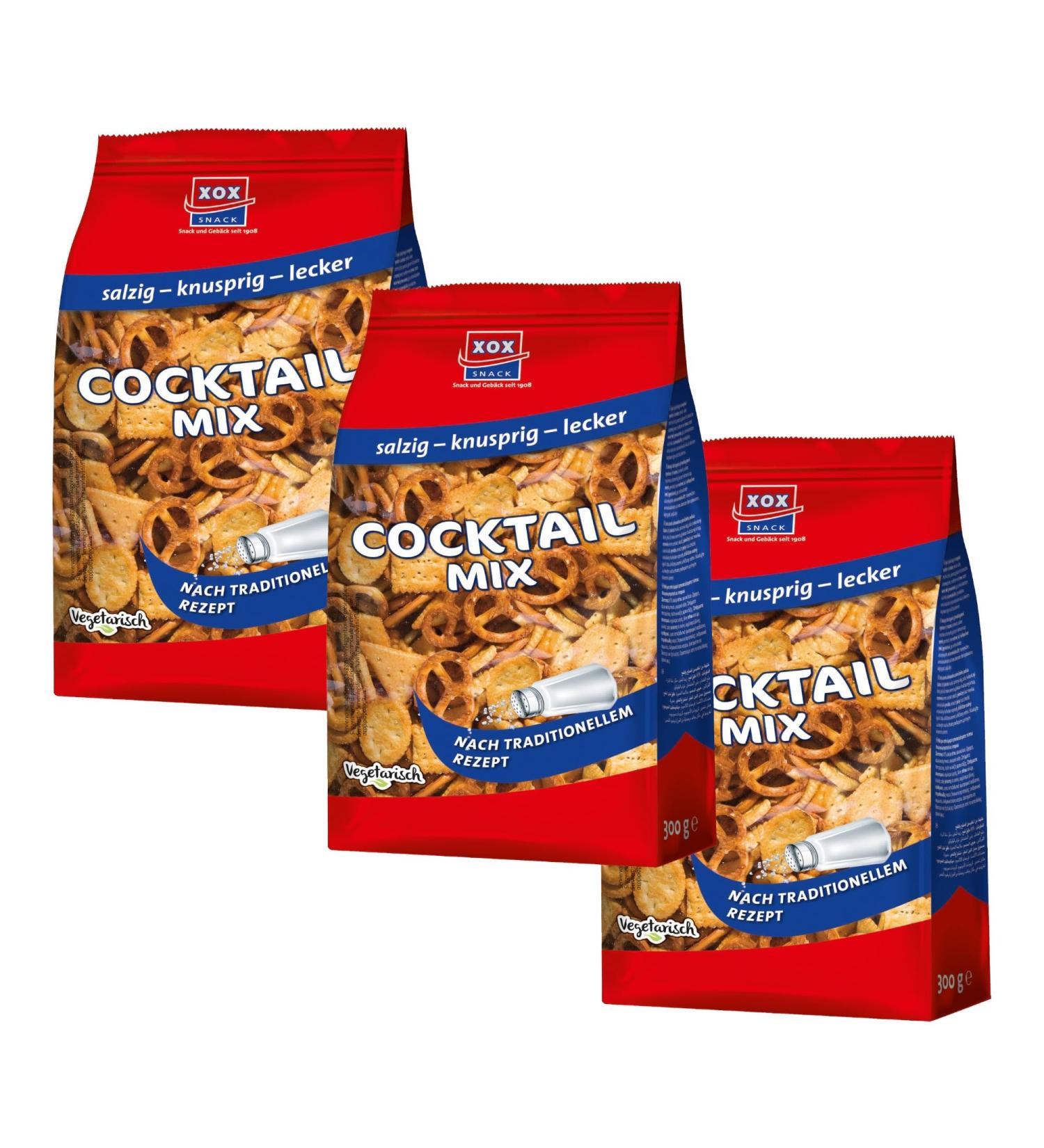Xox Party Cocktail Mix 1kg |Vegetarian!|Party Mix mixture of salted lye and wheat biscuits (Cocktail Mix 300g 3 SPAR Pack) Cocktail Mix 300g 300 g (3 Series Pack)