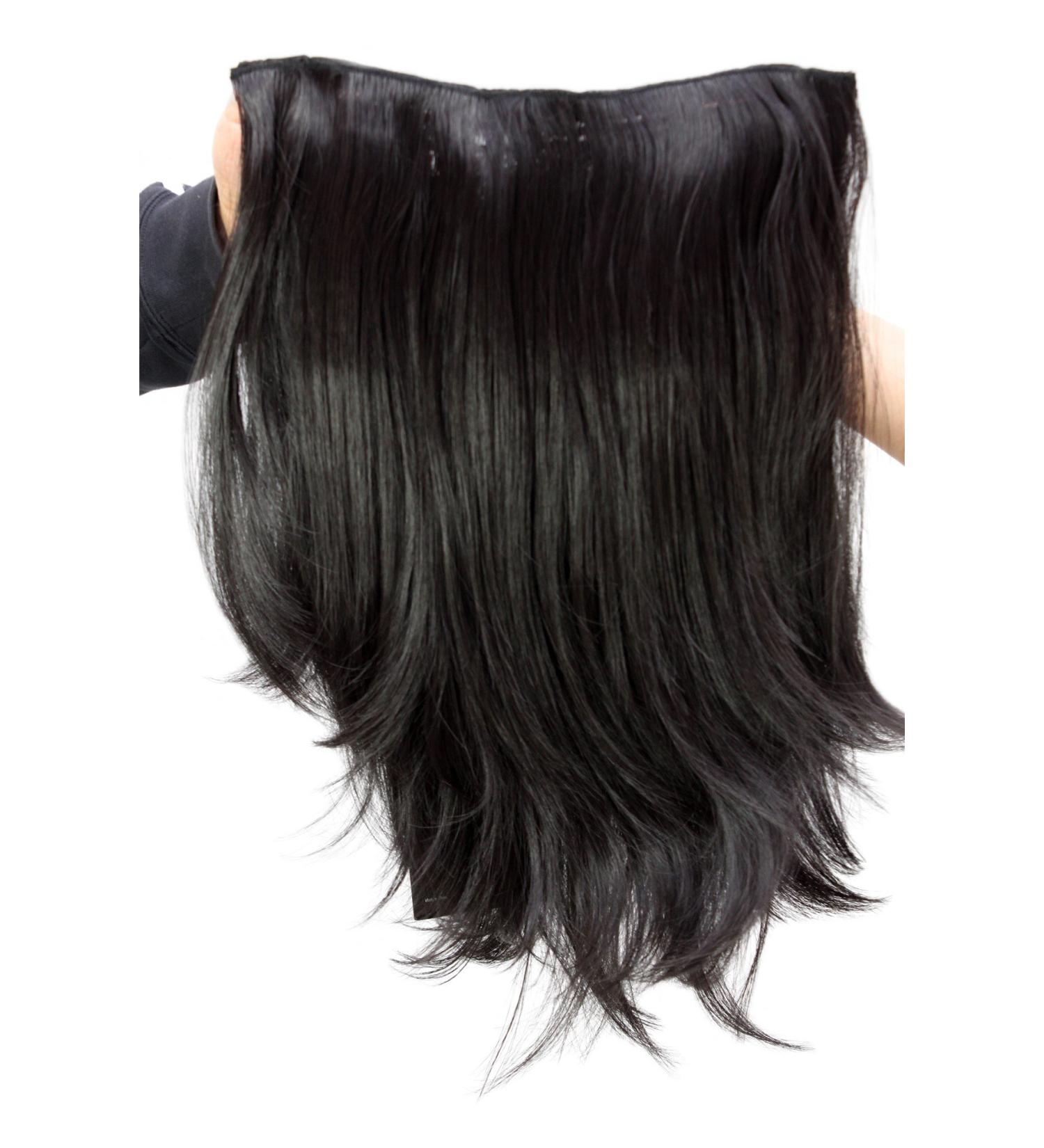 Clip-in hairpiece 7 clips 3/4 wig black H9515-2