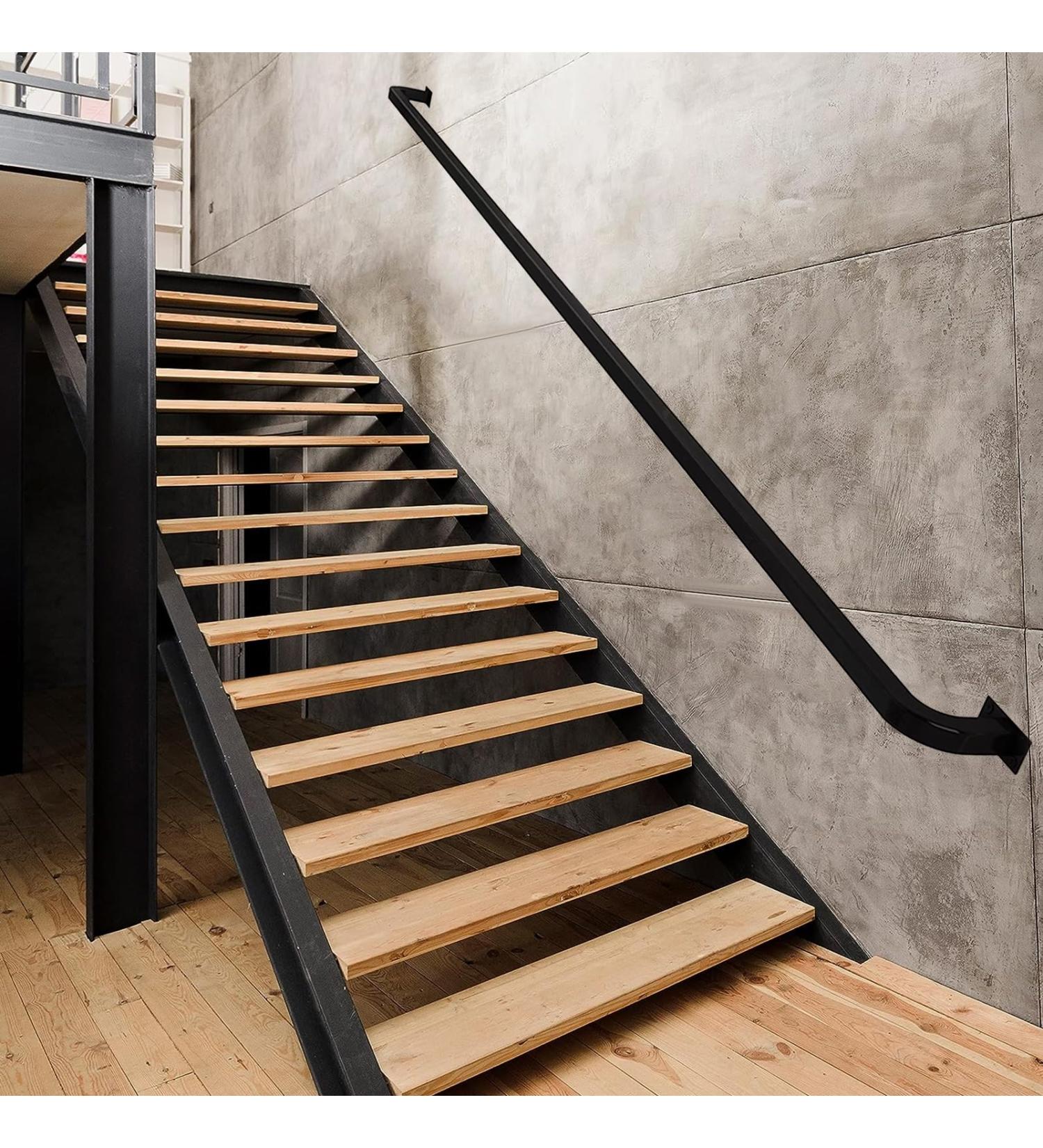 Stair Handrail for Walls Indoor Outdoor Staircase Banister Railing Support Rod with Wrought Iron Brackets and Metal Screws Black Square Tube Safety Hand Rail (Size : 1ft/30cm) 4.6ft/140cm - Buy Online on GoSupps.com