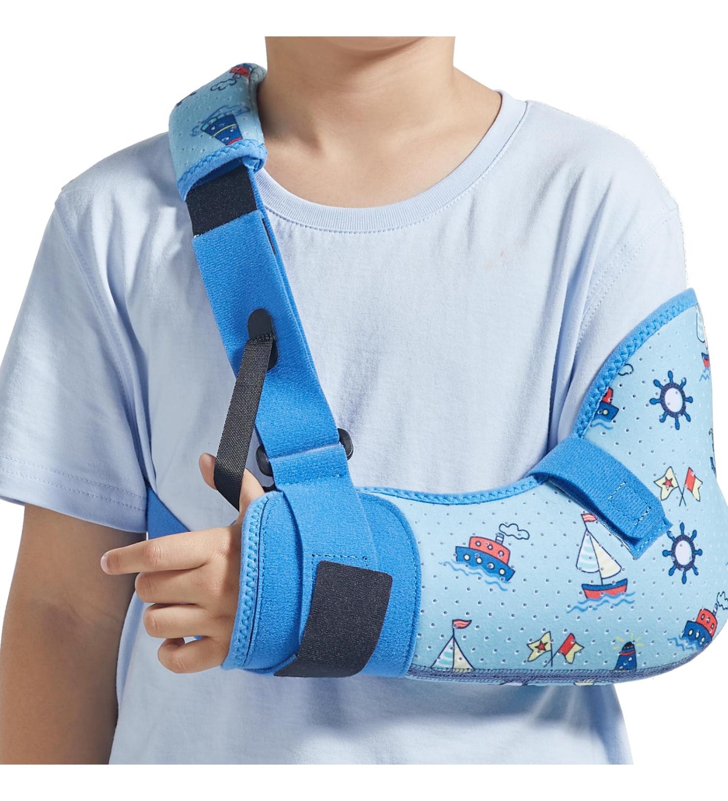 Kids Arm Shoulder Sling with Waist Strap | Immobilizer Brace for Broken Arm Collarbone & Elbow Support - Comfort Version (Left XXS 19-23.5 inch - Buy Online on GoSupps.com