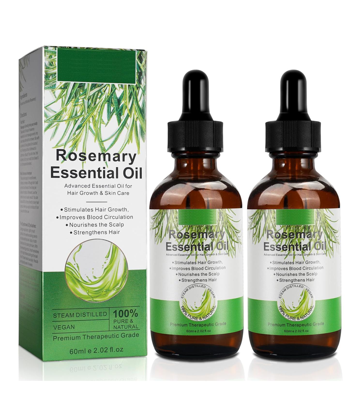 2 Pack Rosemary Oil for Hair Growth Natural Essential oil with Aromatic Experience Organic Pure Rosemary Essential Oil for Beard Growth Eyelash Care Nourishes the Scalp Skin Care 2.02 Fl Oz (Pack of 2) - Buy Online on GoSupps.com