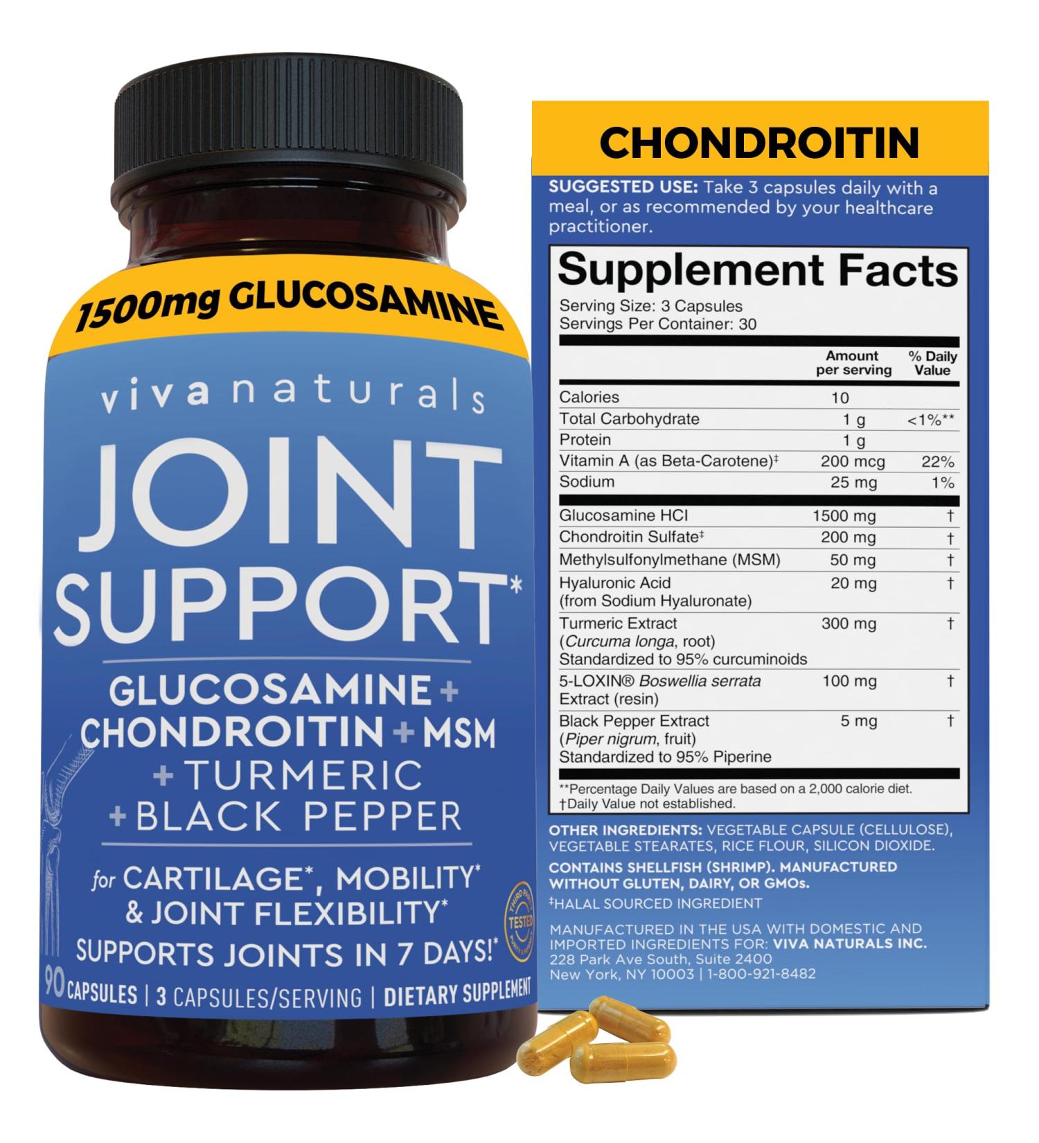Glucosamine Chondroitin MSM Joint Support - 90 Capsules with Turmeric & Boswellia for Mobility & Comfort - Buy Online on GoSupps.com
