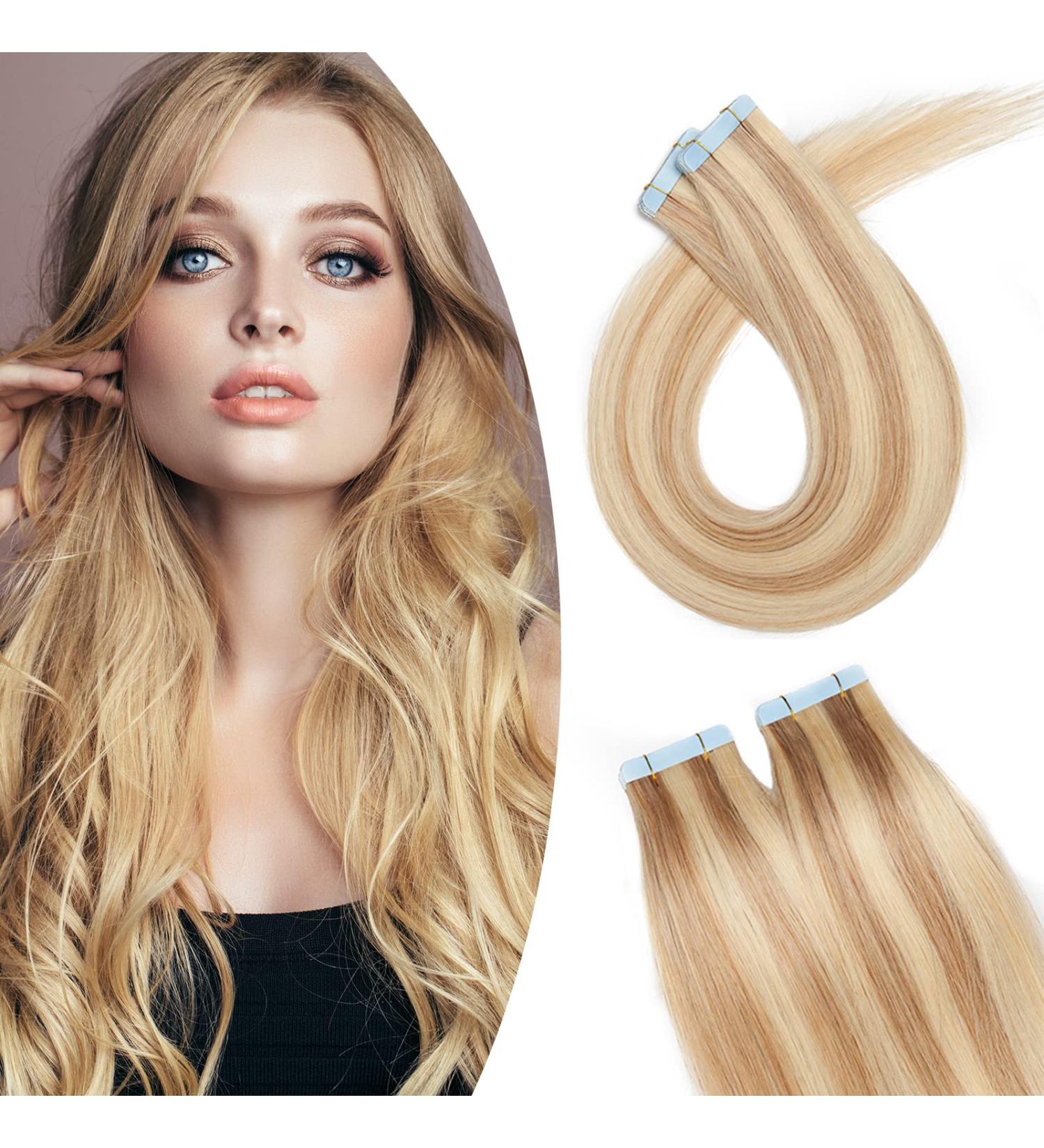 SEGO TAPE Extensions | 100% Remy Hair Adhesive Tape - Honeyblond #18P613 24 (61cm) 20 Pieces + 10 Free Tapes - Buy Online on GoSupps.com