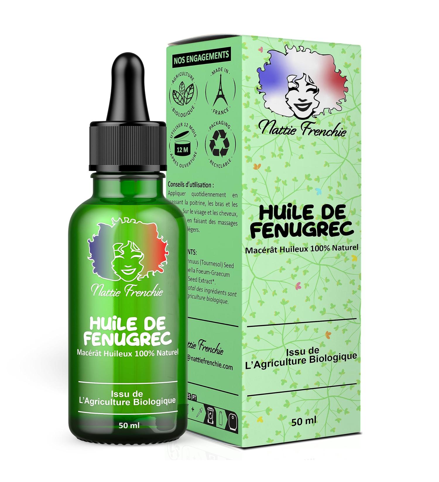 Nattie Frenchie - Fenugreek oil (Macerate Fenugreek seeds in Sunflower Oil) from organic farming - Body Breast Buttocks Face Hair Nails - Made in France - Buy Online on GoSupps.com