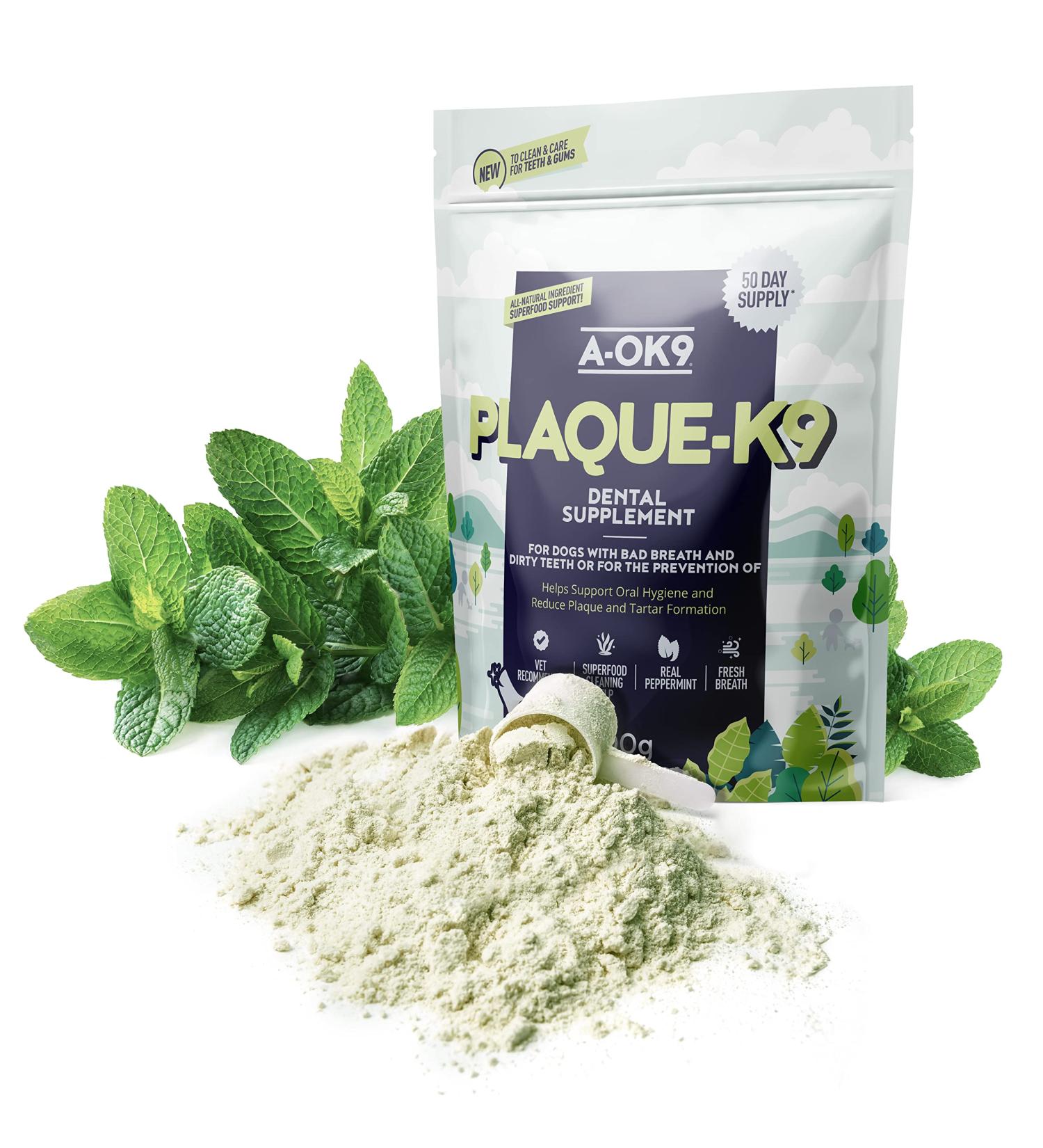 A-OK9 Plaque-K9 Dental Supplement for Dogs - Removes Plaque, Bad Breath & Tartar | Oral Hygiene Support with Natural Ingredients - Absolute Dogs - Buy Online on GoSupps.com