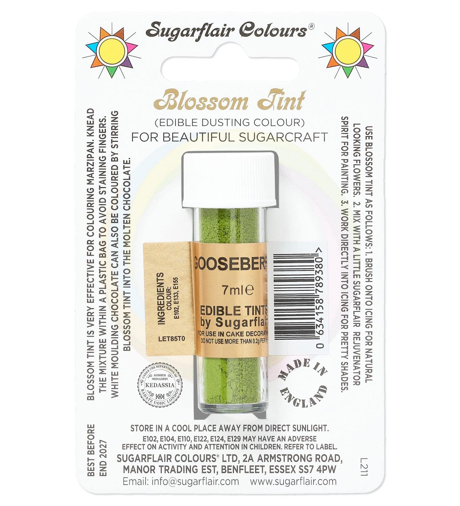 Sugarflair Gooseberry Blossom Tint Food Colouring and Dusting Powder Matt Finish Brush On or Mix with Rejuvenator Spirit to Create a One of A Kind Cake - 7ml