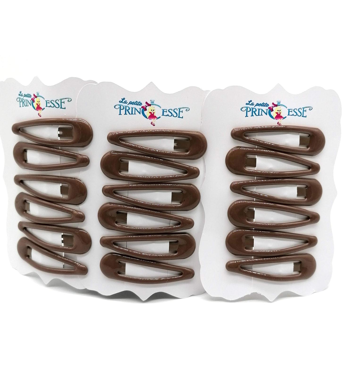 18x Snap Hair Clips barrettes Brown School hair Clips Slides Sleepies Snap clip Bendies for Kids Girls and Women - Buy Online on GoSupps.com