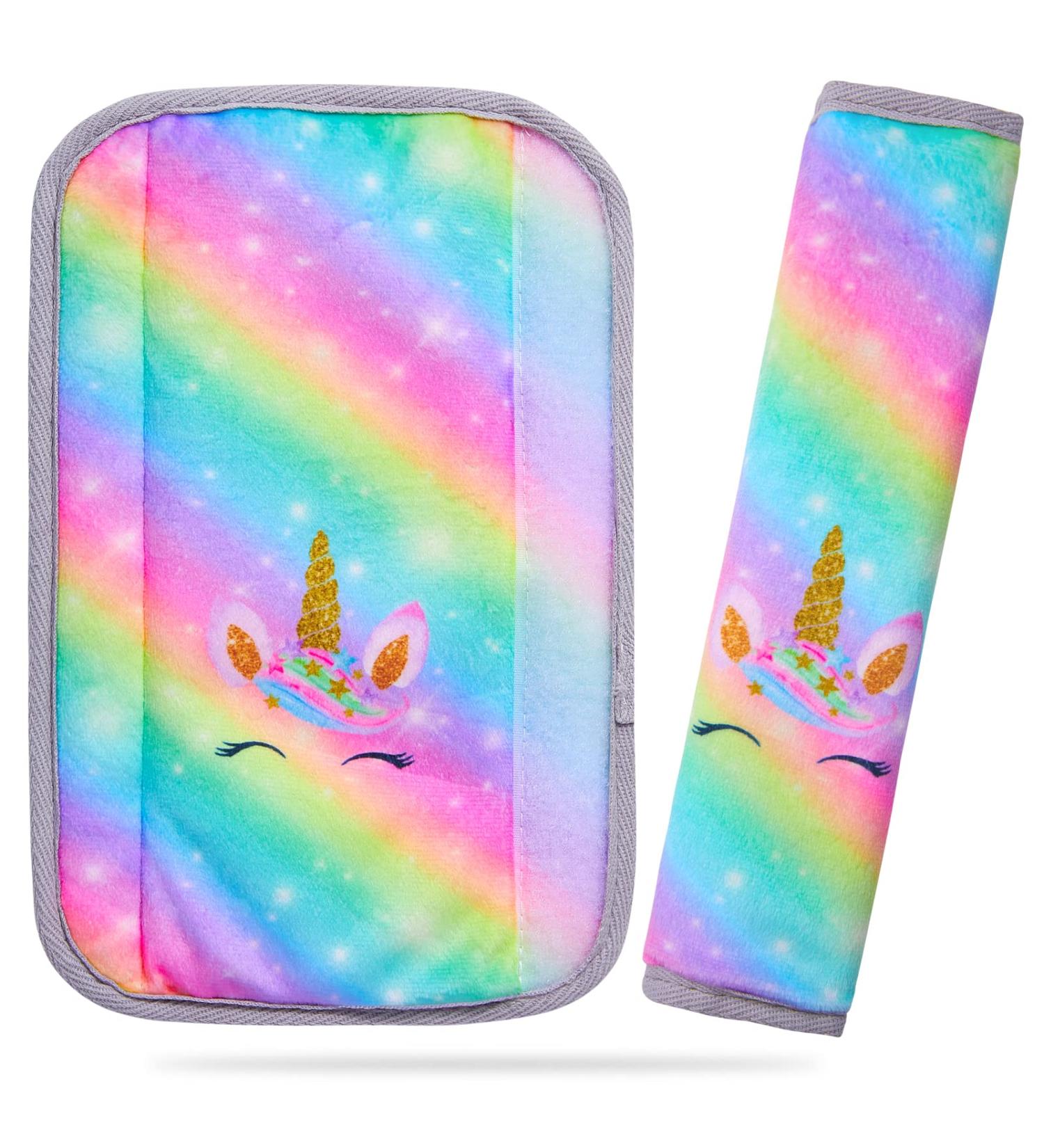 Basumee 2-Piece Rainbow Seat Belt Shoulder Cushion for Kids - Pink Car Seat Belt Pillow & Protection for Girls - Buy Online on GoSupps.com