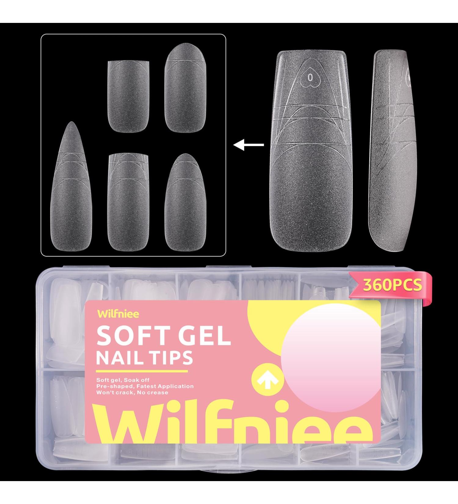 Soft Gel Nail Tips Square - XL Long Clear Full Cover Tips | 360PCS Matte No C Curve - Perfect for Nail Extensions & Professional Use - Buy Online on GoSupps.com