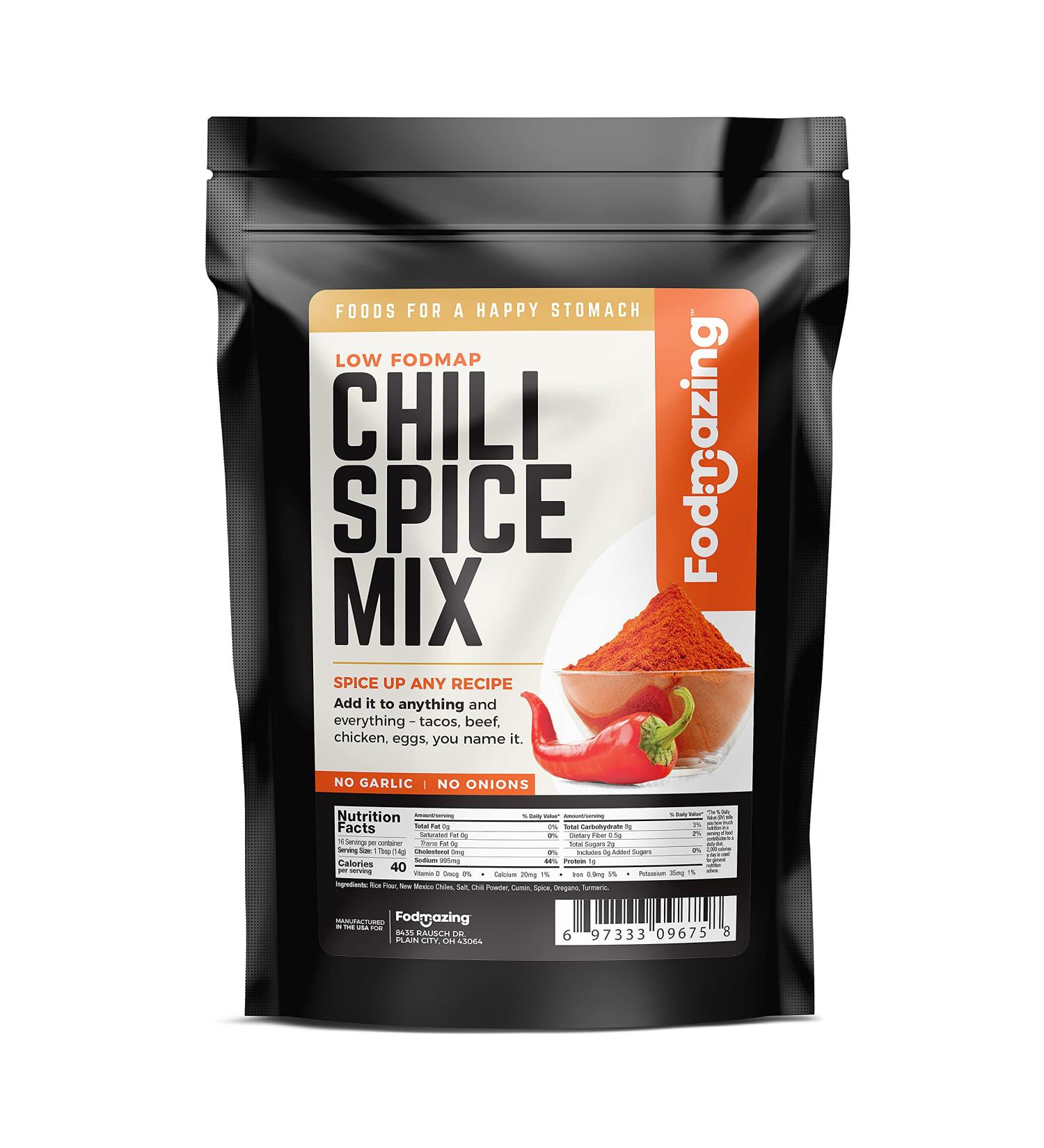 Fodmazing Low Fodmap Chili Spice Mix - No Onion/Garlic, IBS Friendly, Non GMO & Gluten Free - 16 Servings - Buy Online on GoSupps.com