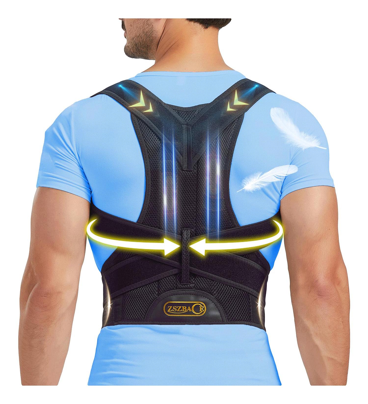 Adjustable Posture Corrector for Women and Men - Comfortable Back Brace for Shoulder, Neck, and Lumbar Support - Upper and Lower Back Correction - Size XL - Buy Online on GoSupps.com