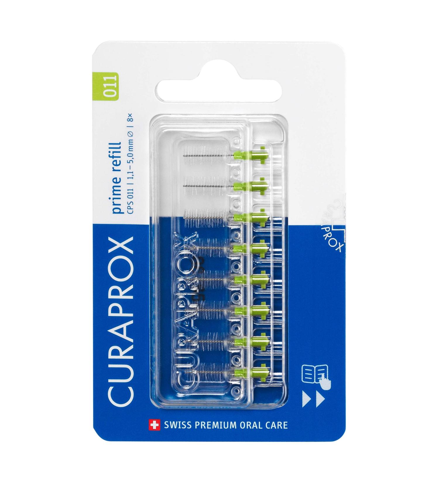 Curaprox Interdental Brushes CPS 011 Prime - Refill Pack (8 Pieces 5mm) - Effective Green Cleaning Solution - Buy Online on GoSupps.com