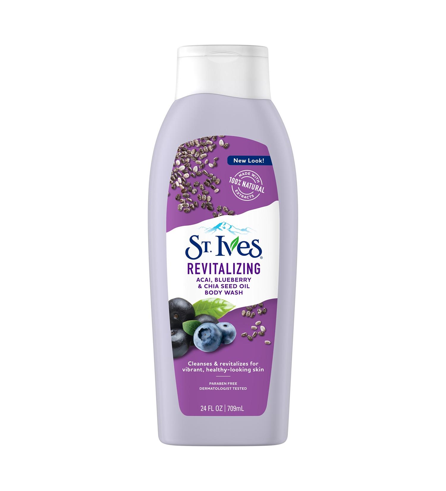 St. Ives Revitalizing Acai  Blueberry & Chia Seed Oil Body Wash - 24oz