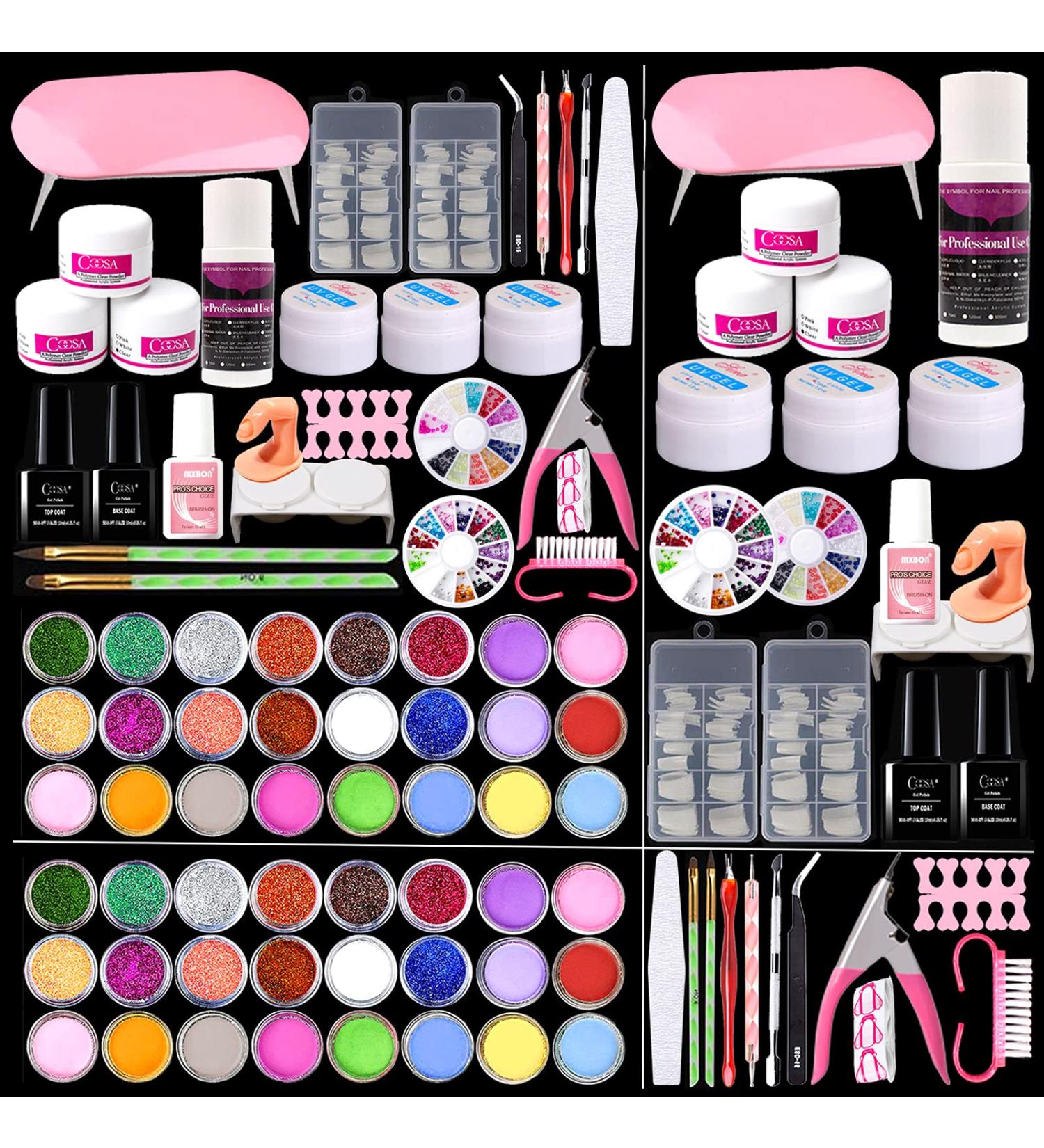 COOSA Acrylic Nail Kit Set with Nail Dryers - Professional DIY Gel Nail Art Decoration - Buy Online on GoSupps.com