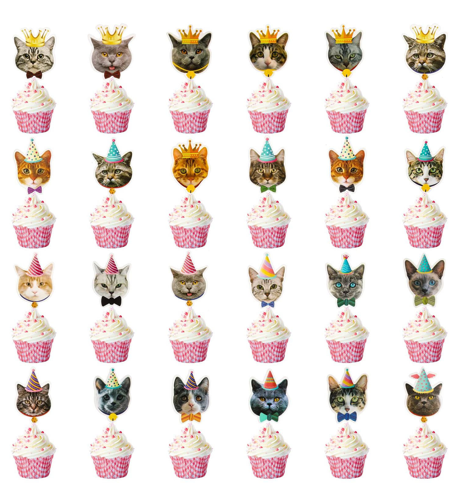 48 Pieces Cat Cupcake Toppers Cat Face Cupcake Toppers Cute Cat Head Cupcake Toothpicks for Cat Themed Birthday Party Favors Supplies Decorations Cat Birthday Party Supplies Decorations - Buy Online on GoSupps.com